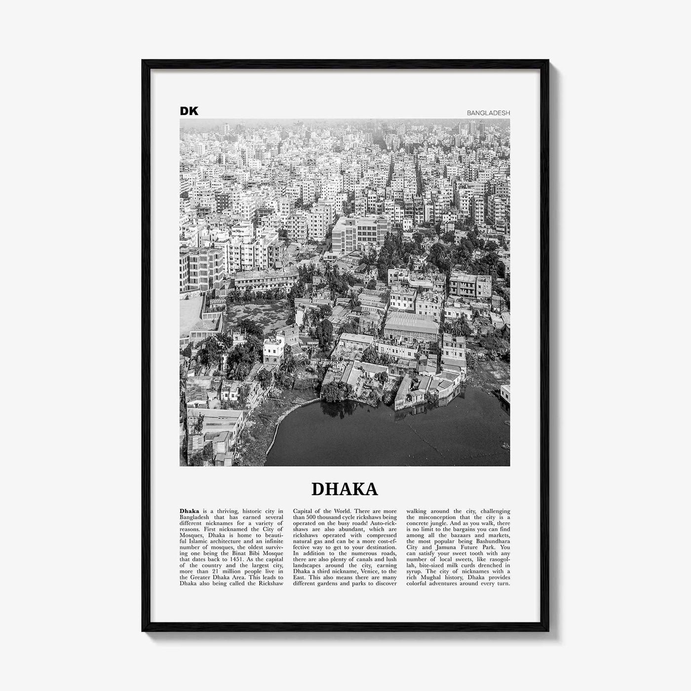 Dhaka Print Black and White, Dhaka Wall Art, Dhaka Poster, Dhaka Photo, Dhaka Wall Décor, Bangladesh, Dacca