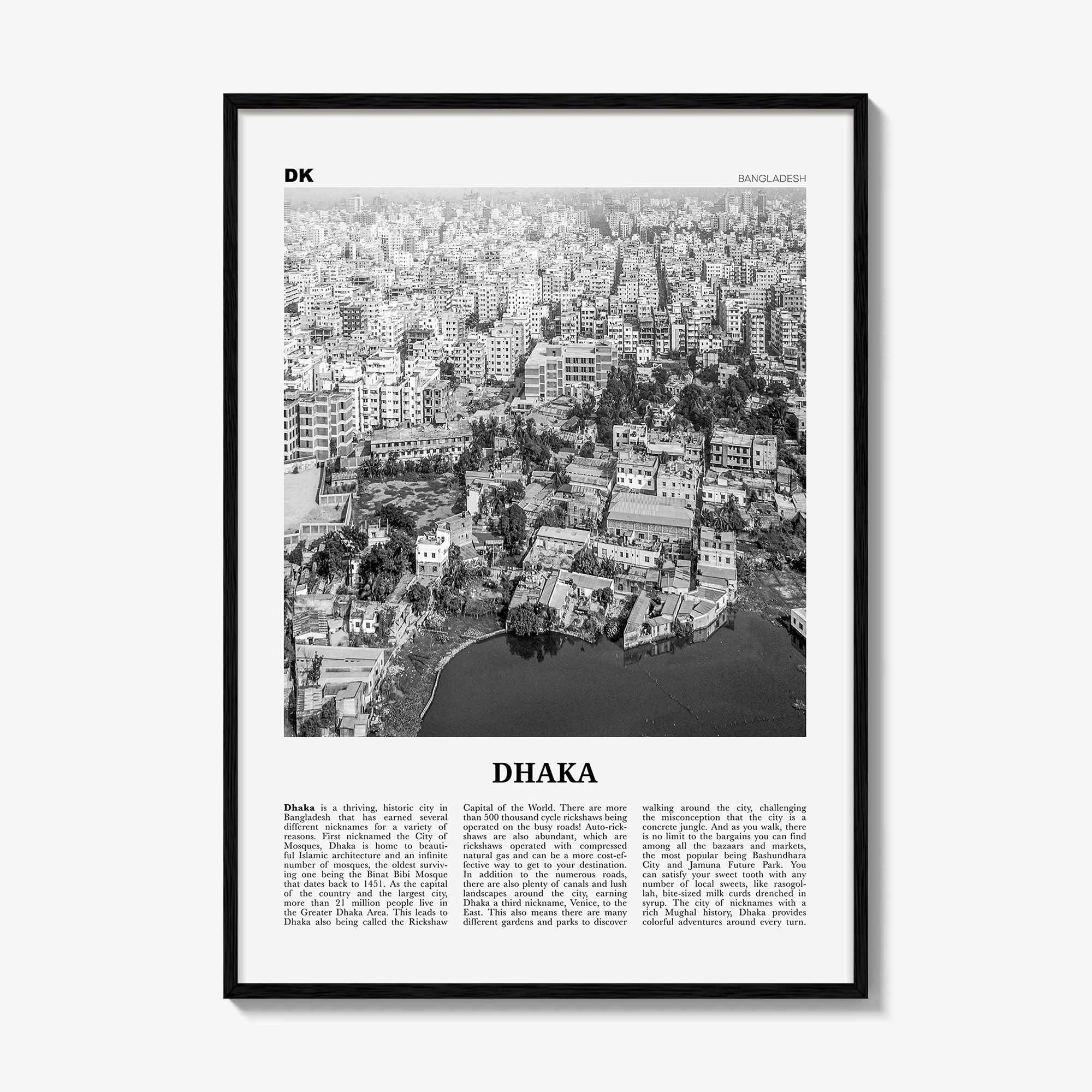Dhaka Print Black and White, Dhaka Wall Art, Dhaka Poster, Dhaka Photo, Dhaka Wall Décor, Bangladesh, Dacca