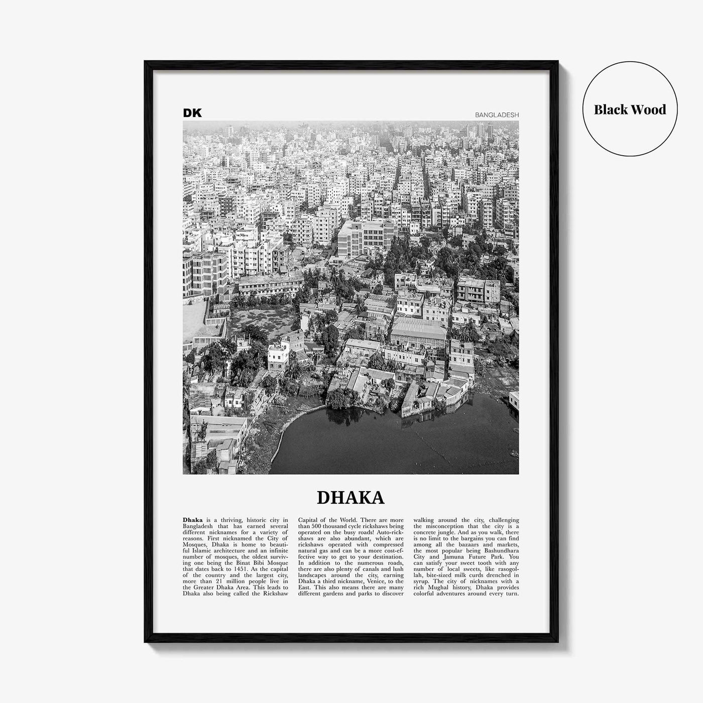 Dhaka Print Black and White, Dhaka Wall Art, Dhaka Poster, Dhaka Photo, Dhaka Wall Décor, Bangladesh, Dacca