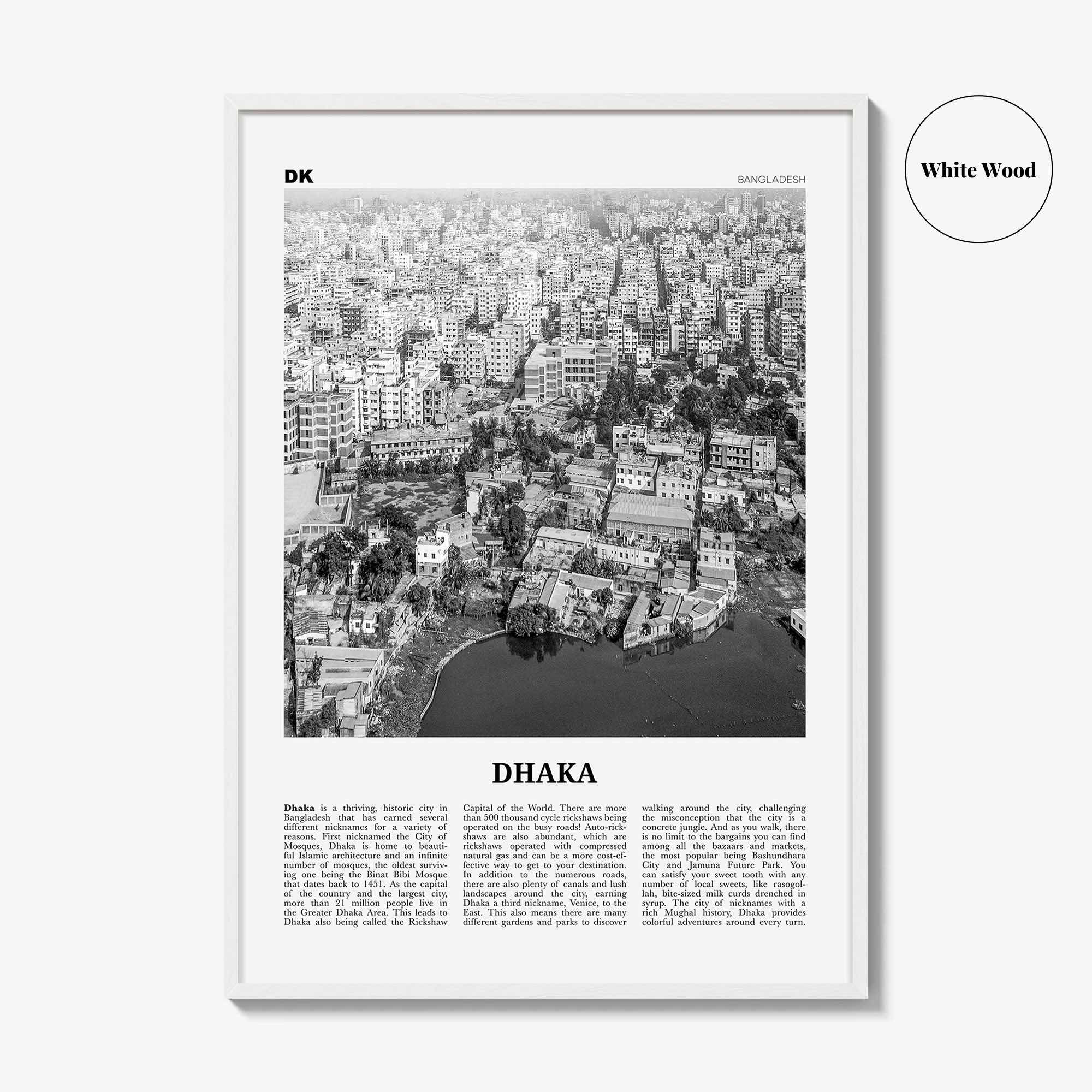 Dhaka Print Black and White, Dhaka Wall Art, Dhaka Poster, Dhaka Photo, Dhaka Wall Décor, Bangladesh, Dacca
