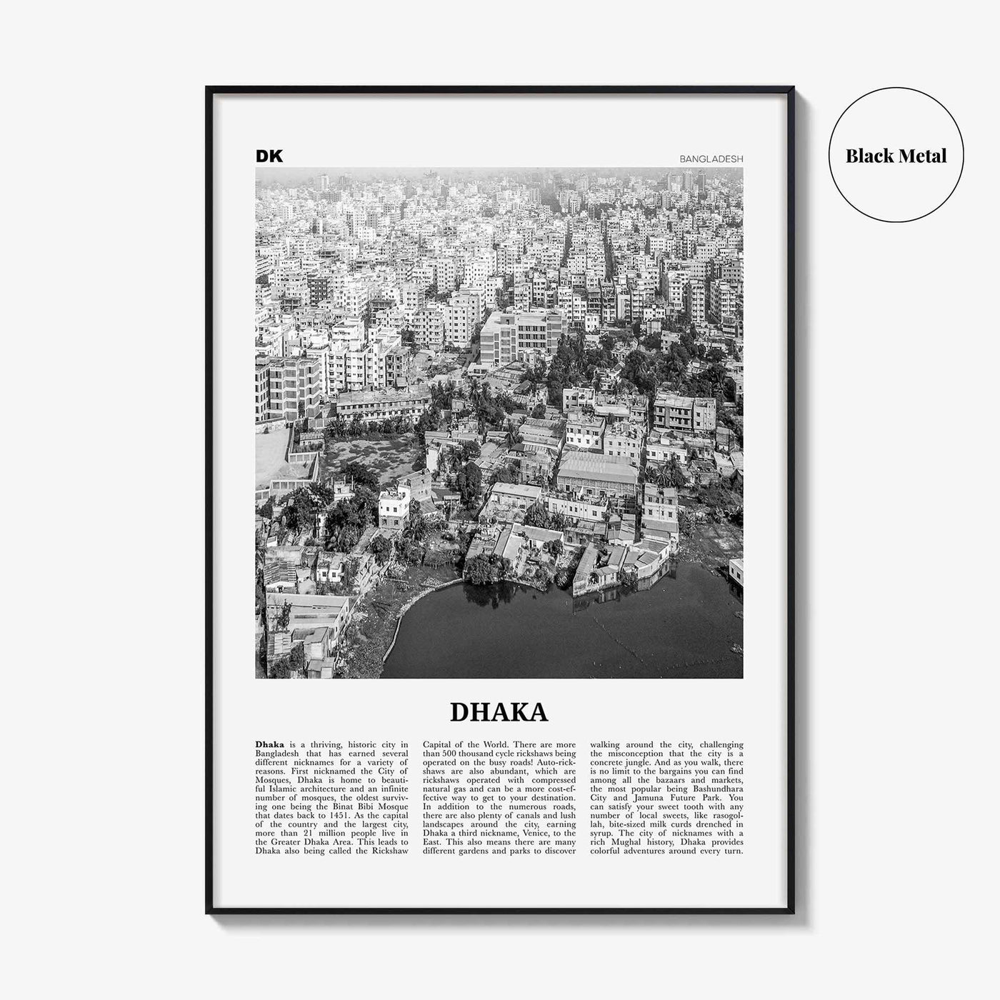 Dhaka Print Black and White, Dhaka Wall Art, Dhaka Poster, Dhaka Photo, Dhaka Wall Décor, Bangladesh, Dacca