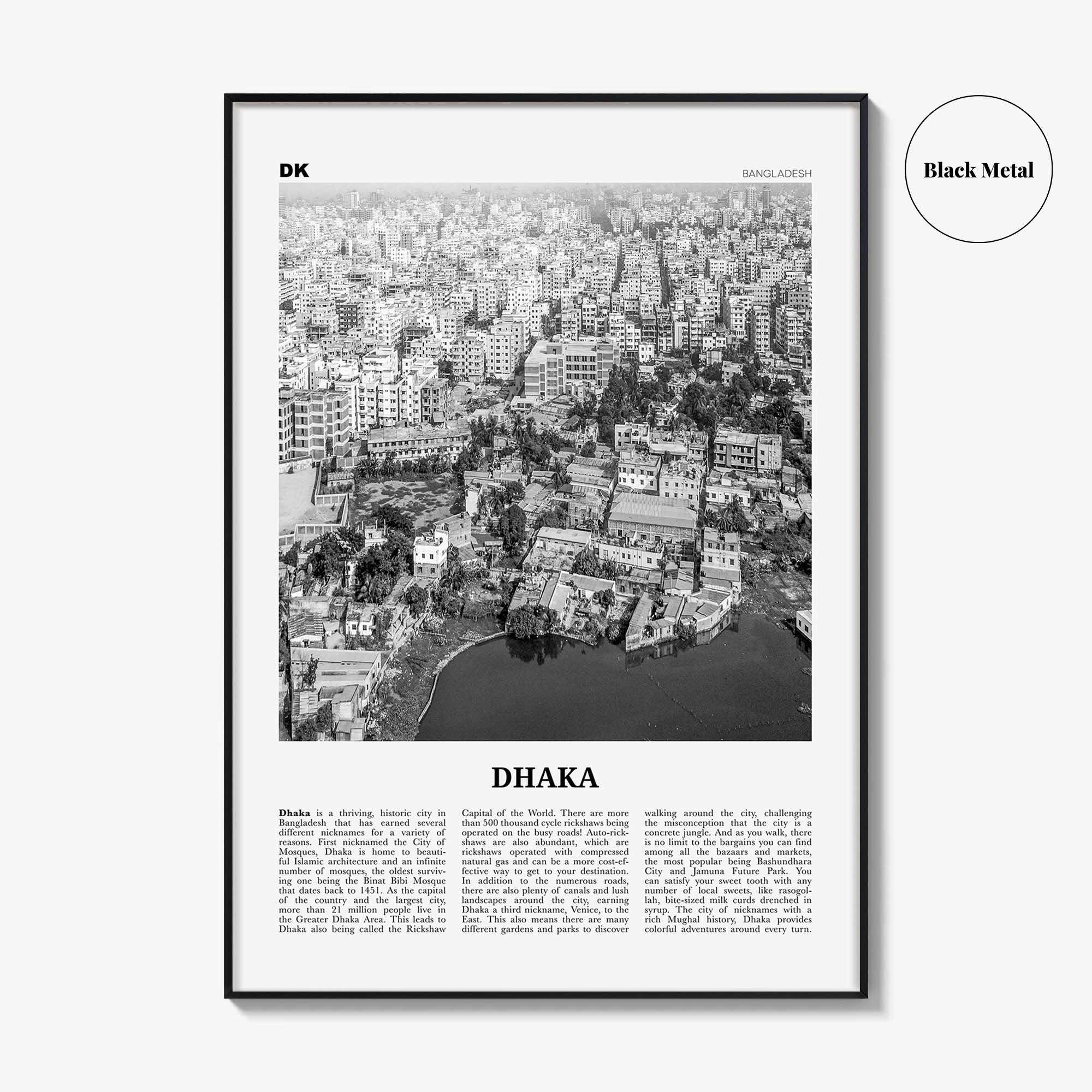 Dhaka Print Black and White, Dhaka Wall Art, Dhaka Poster, Dhaka Photo, Dhaka Wall Décor, Bangladesh, Dacca