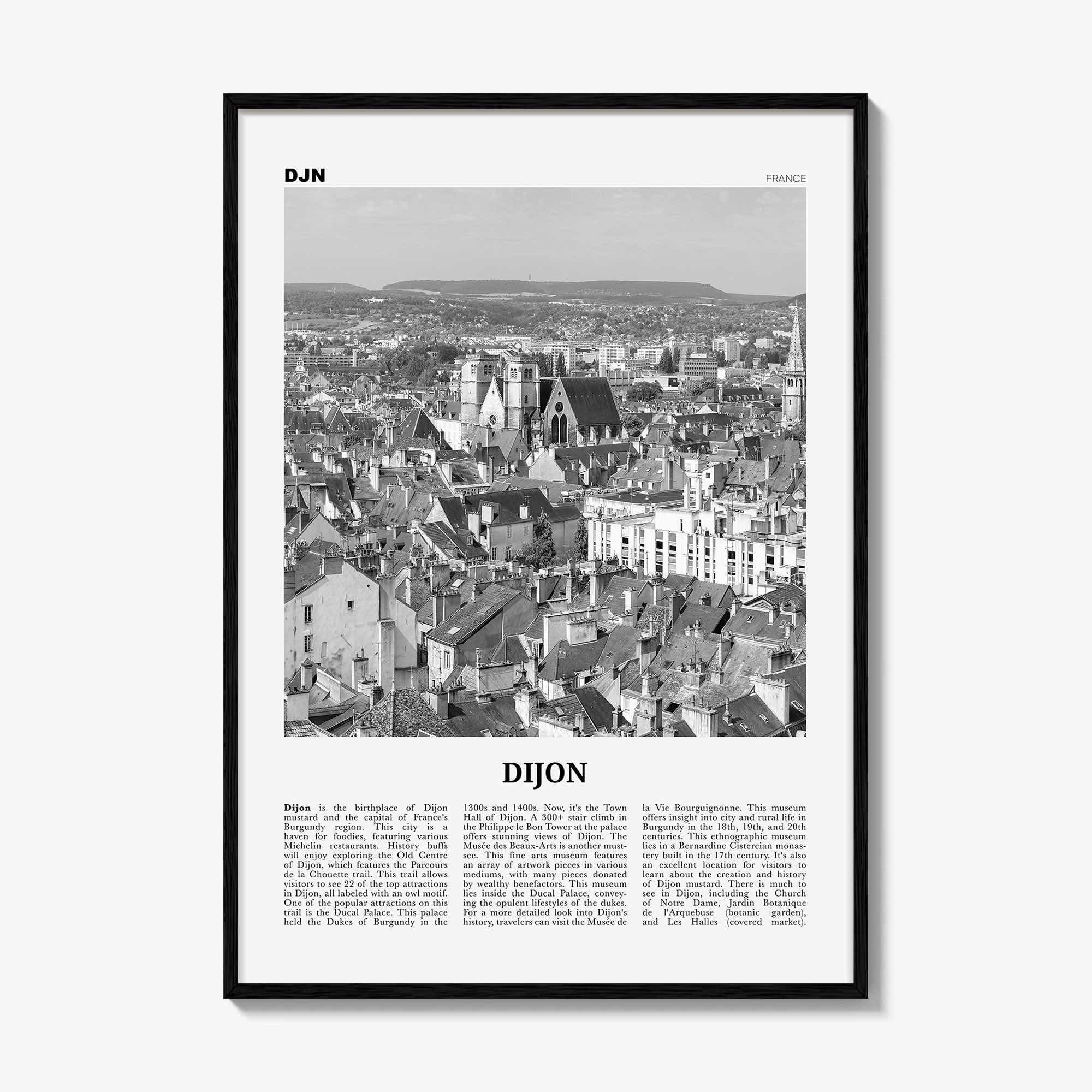 Dijon Print Black and White, Dijon Wall Art, Dijon Poster, Dijon Photo, Dijon Wall Décor, Dijon Map, France