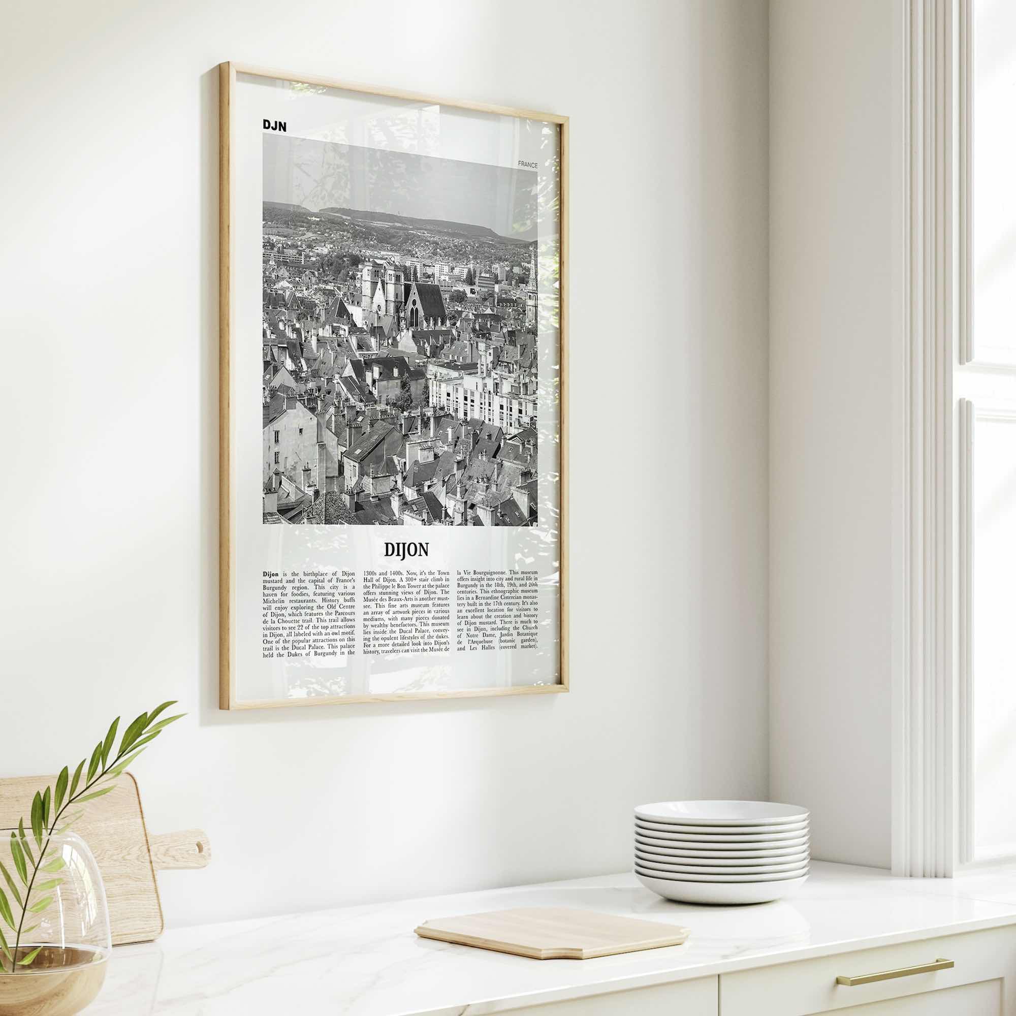 Dijon Print Black and White, Dijon Wall Art, Dijon Poster, Dijon Photo, Dijon Wall Décor, Dijon Map, France