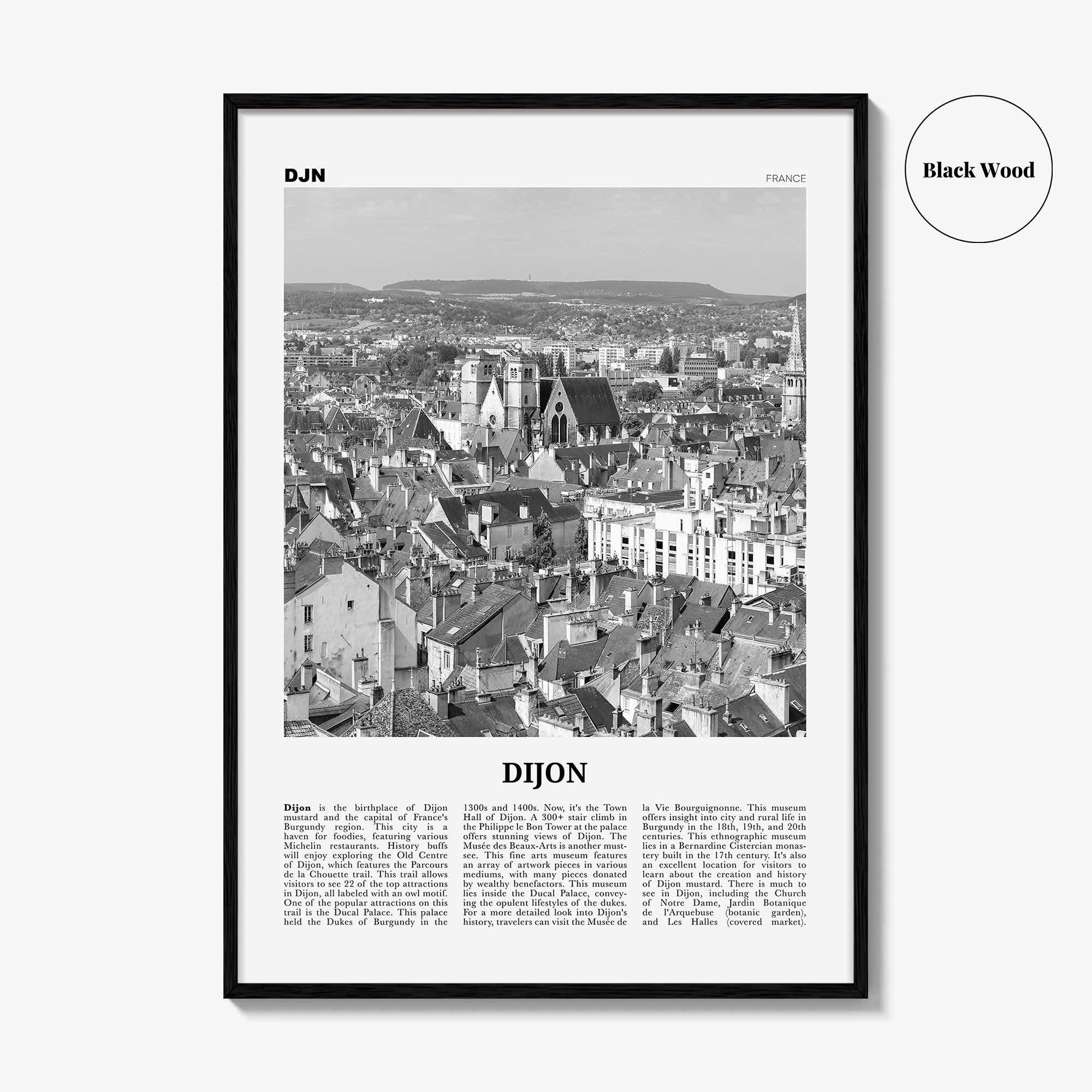 Dijon Print Black and White, Dijon Wall Art, Dijon Poster, Dijon Photo, Dijon Wall Décor, Dijon Map, France