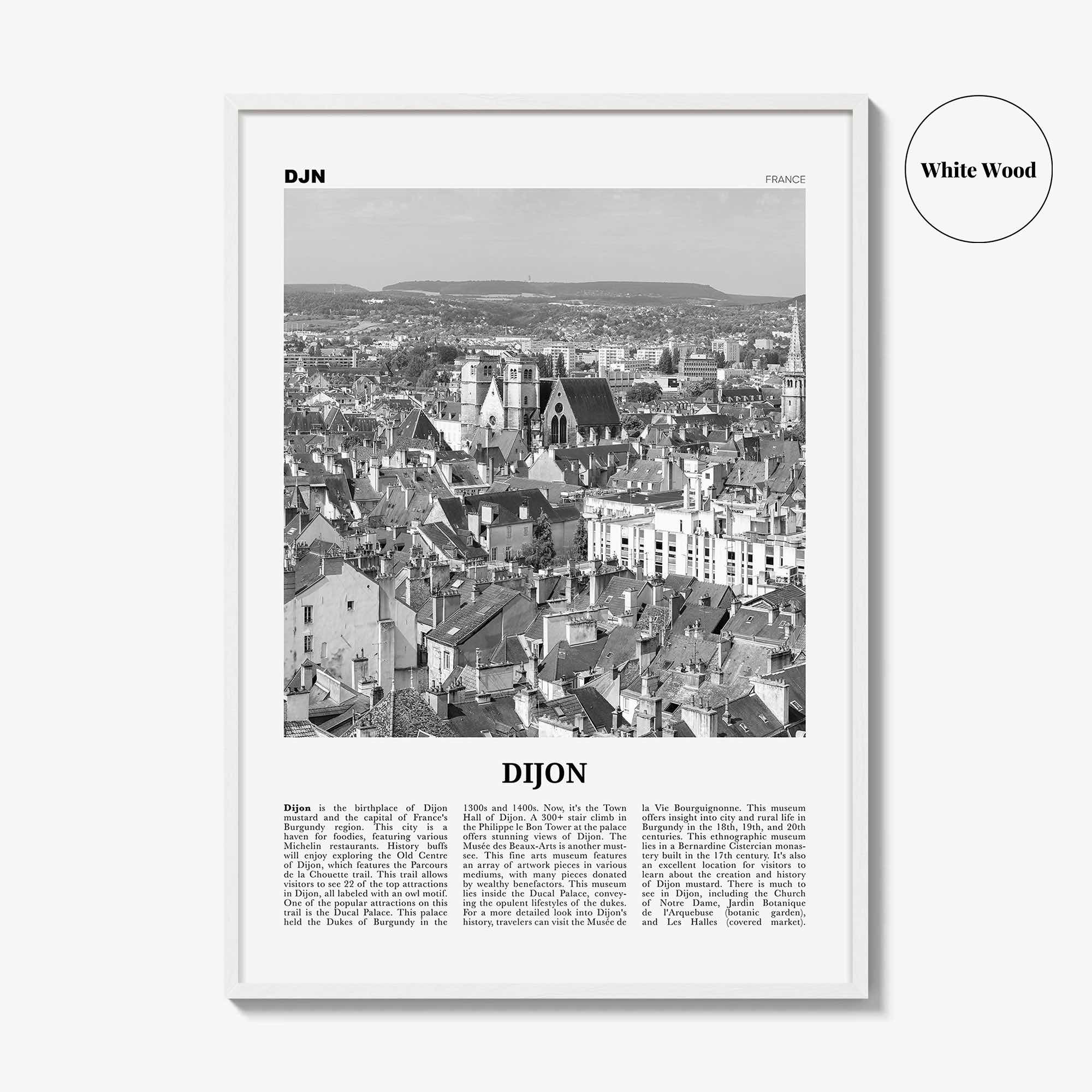 Dijon Print Black and White, Dijon Wall Art, Dijon Poster, Dijon Photo, Dijon Wall Décor, Dijon Map, France