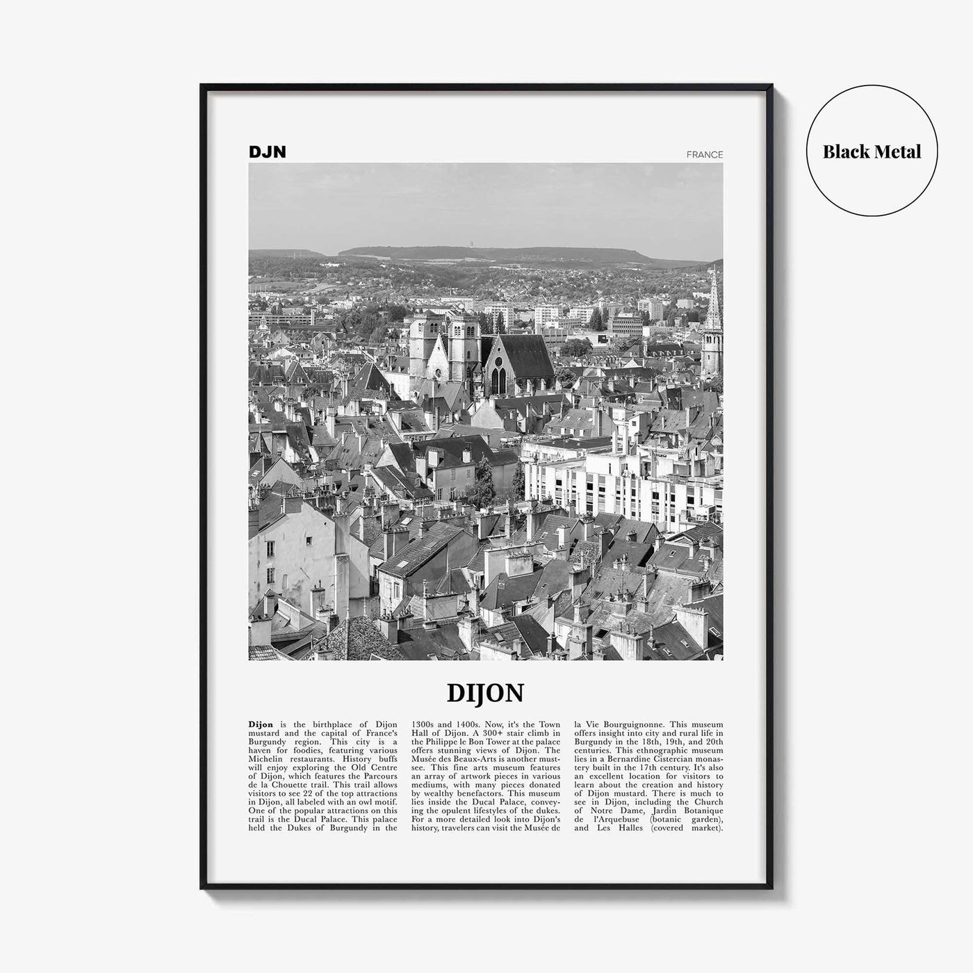 Dijon Print Black and White, Dijon Wall Art, Dijon Poster, Dijon Photo, Dijon Wall Décor, Dijon Map, France