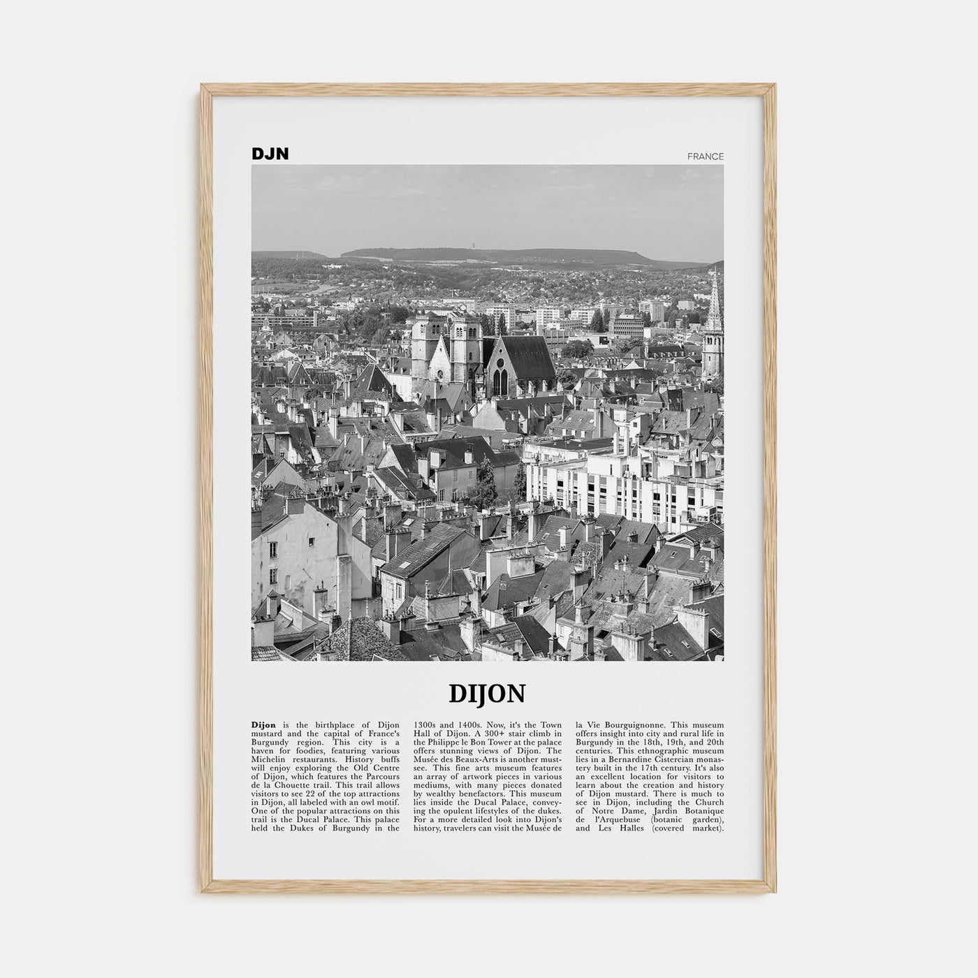 Dijon Travel B&W Poster