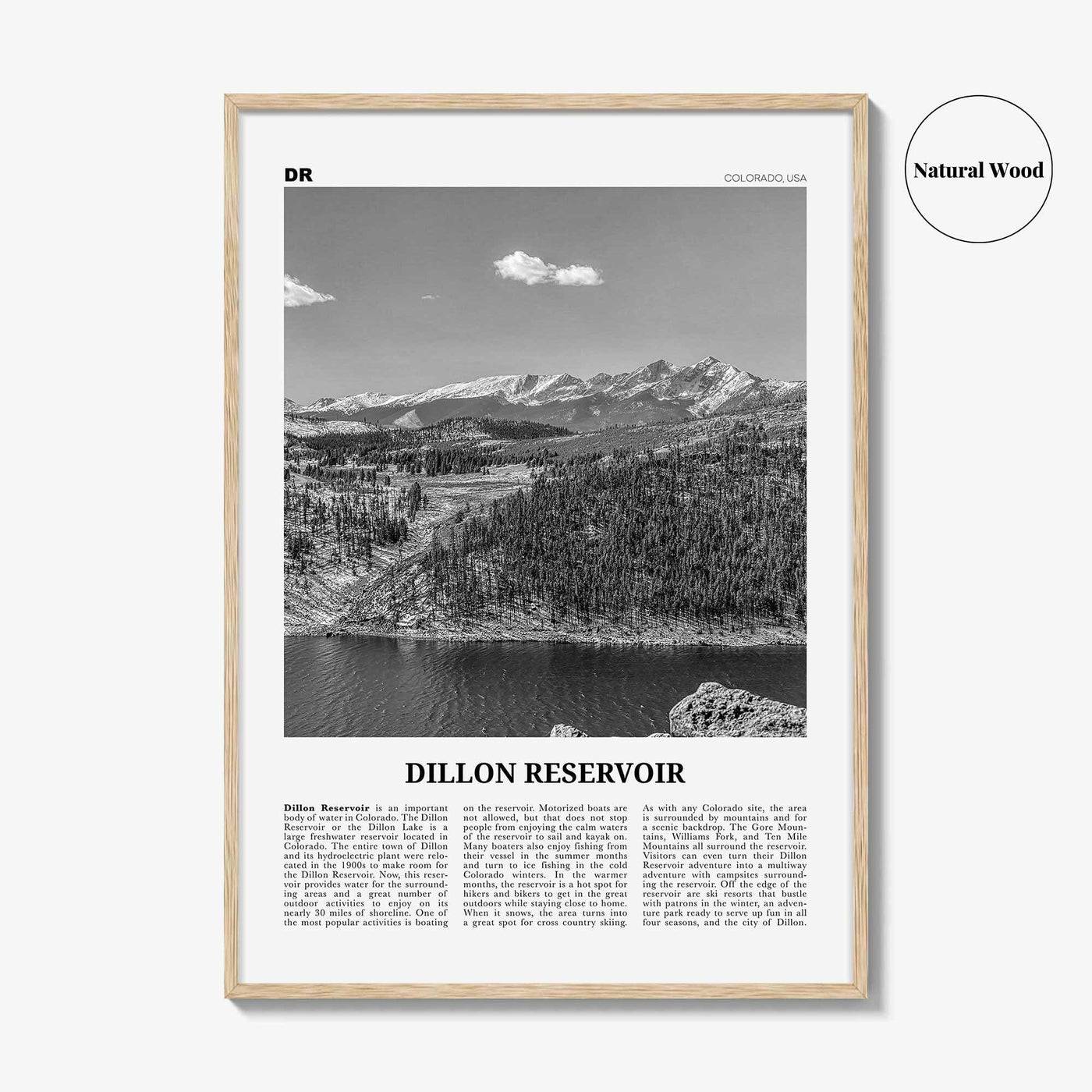 Dillon Reservoir Print Black and White, Dillon Reservoir Wall Art, Dillon Reservoir Poster, Dillon Reservoir Photo, Colorado, USA