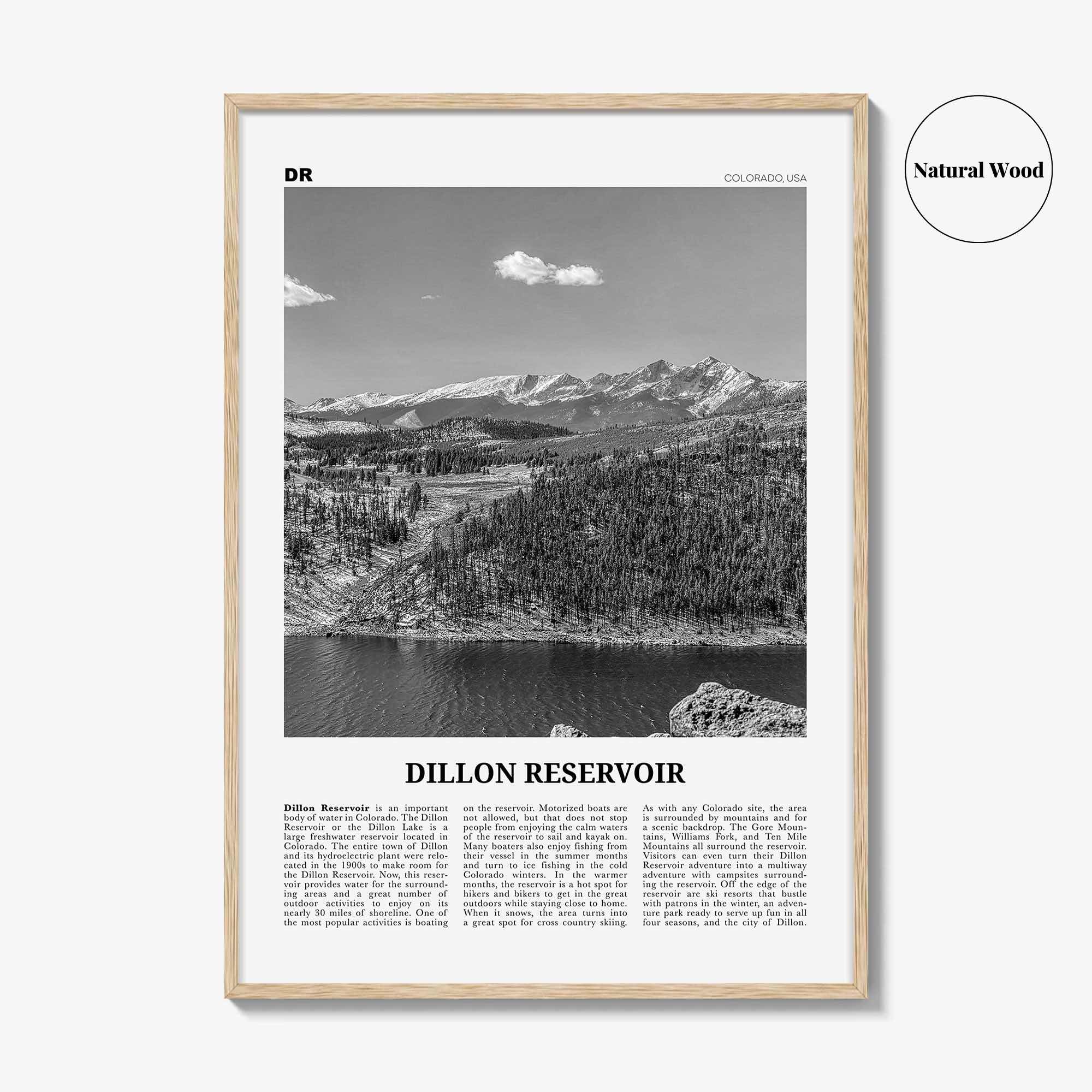 Dillon Reservoir Print Black and White, Dillon Reservoir Wall Art, Dillon Reservoir Poster, Dillon Reservoir Photo, Colorado, USA