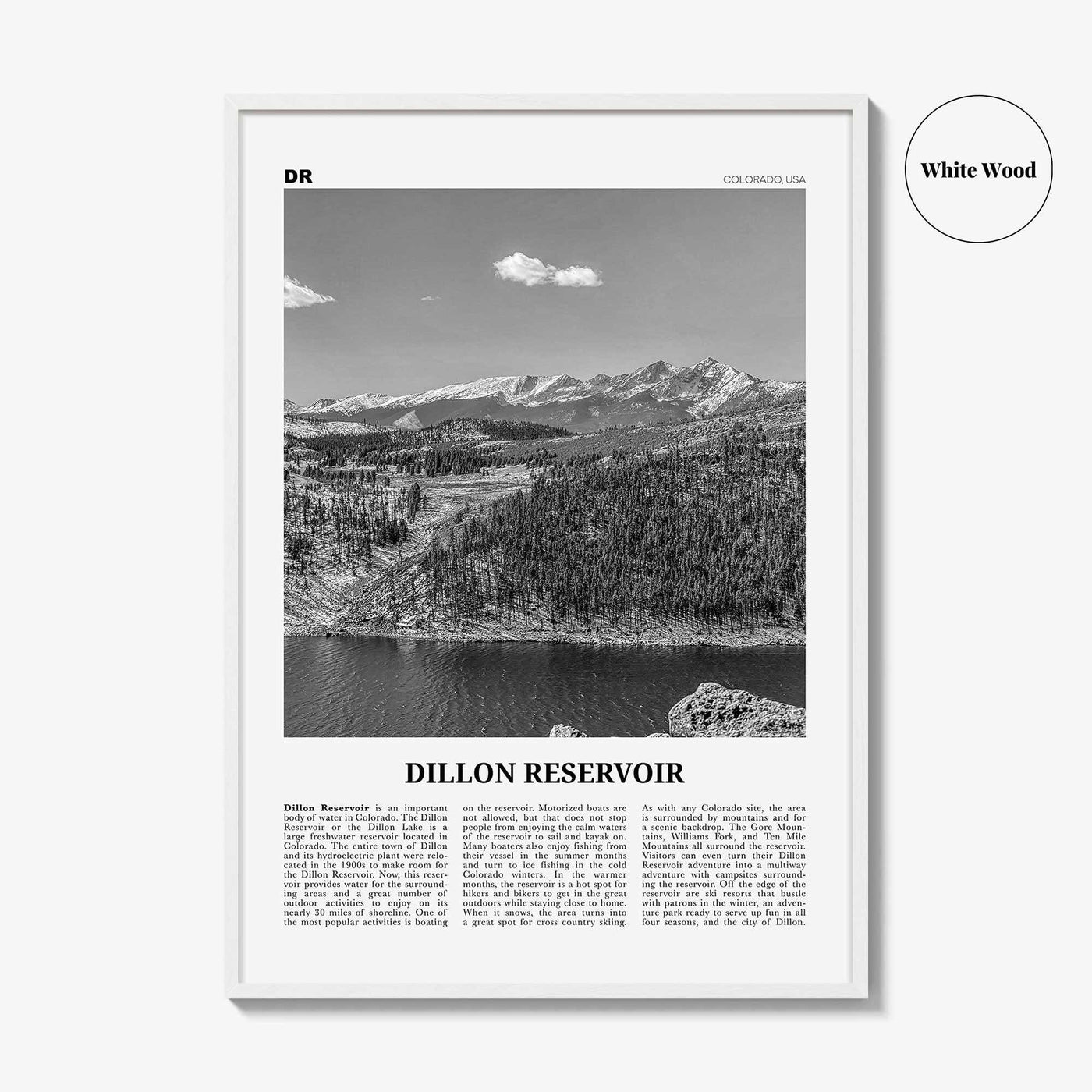Dillon Reservoir Print Black and White, Dillon Reservoir Wall Art, Dillon Reservoir Poster, Dillon Reservoir Photo, Colorado, USA