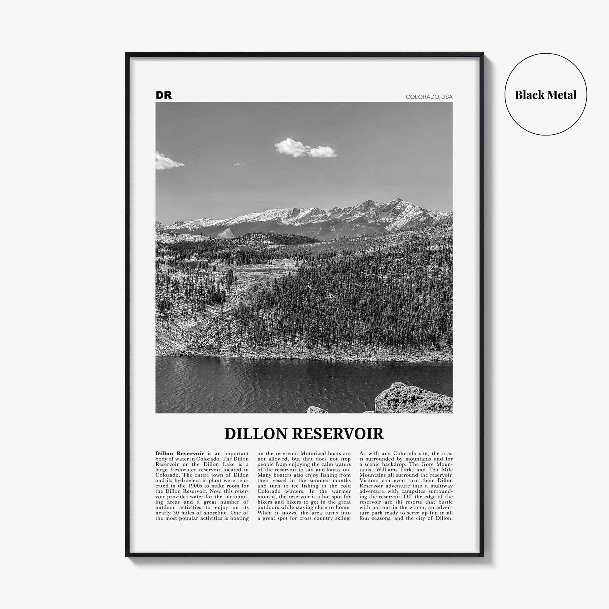 Dillon Reservoir Print Black and White, Dillon Reservoir Wall Art, Dillon Reservoir Poster, Dillon Reservoir Photo, Colorado, USA