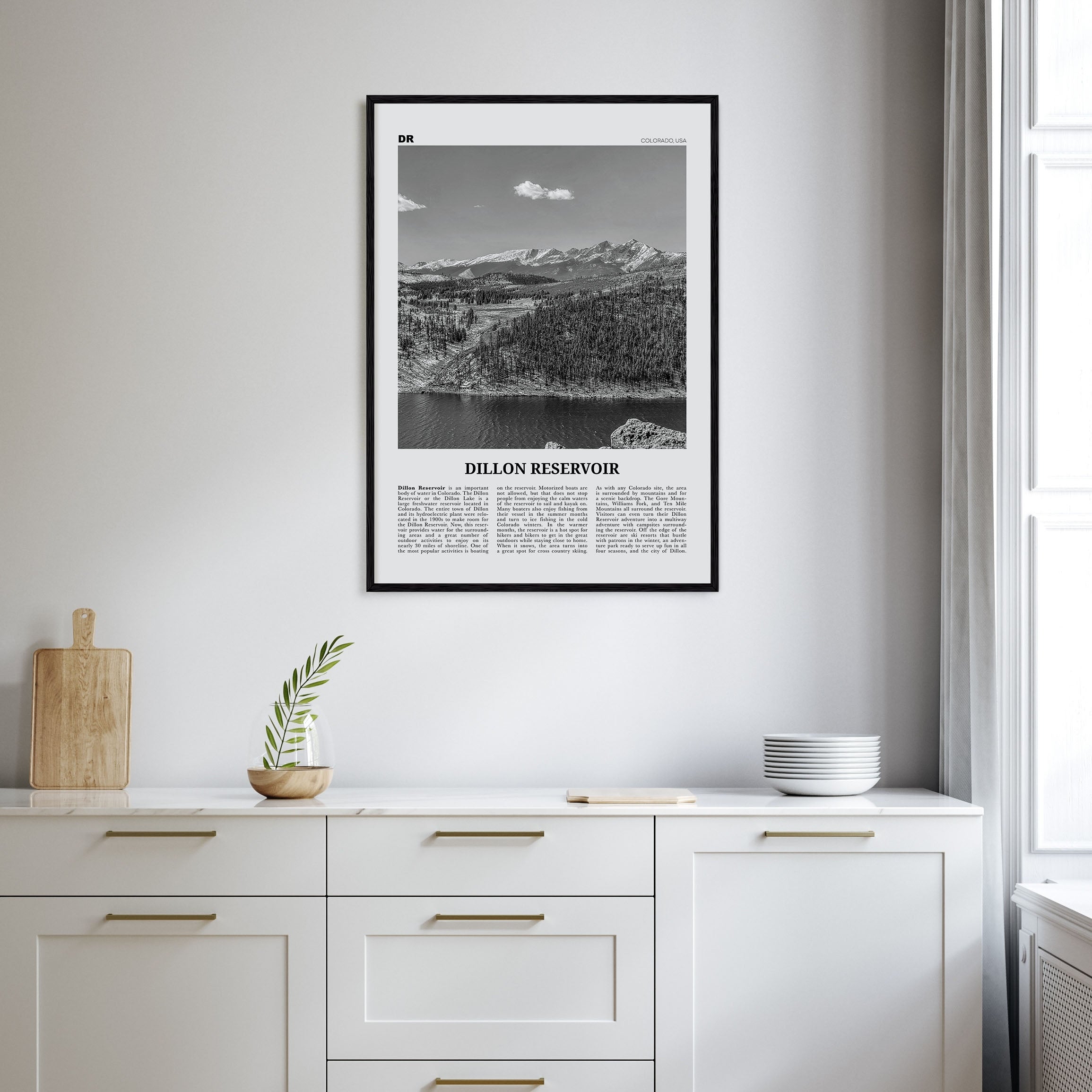 Dillon Reservoir Travel B&W Poster