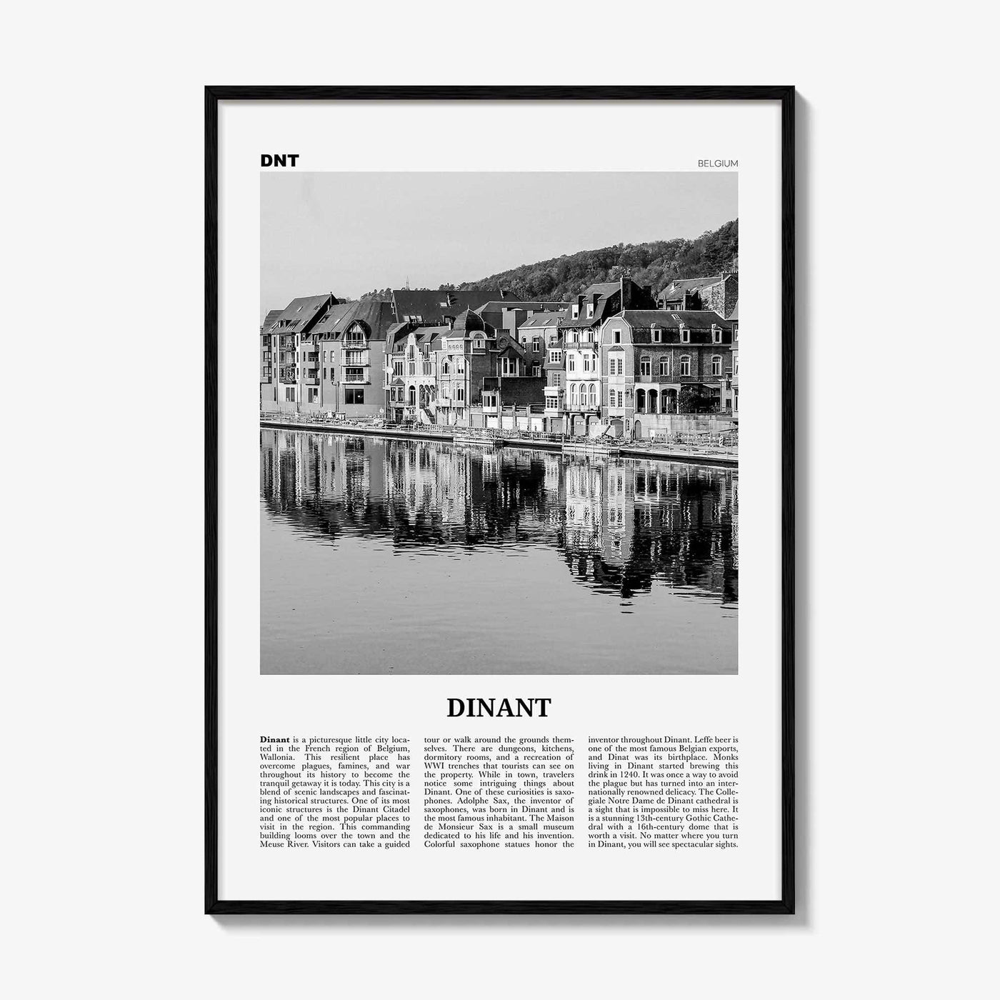 Dinant Print Black and White, Dinant Wall Art, Dinant Poster, Dinant Photo, Dinant Wall Décor, Belgium, Wallonia, Namur, Walloon