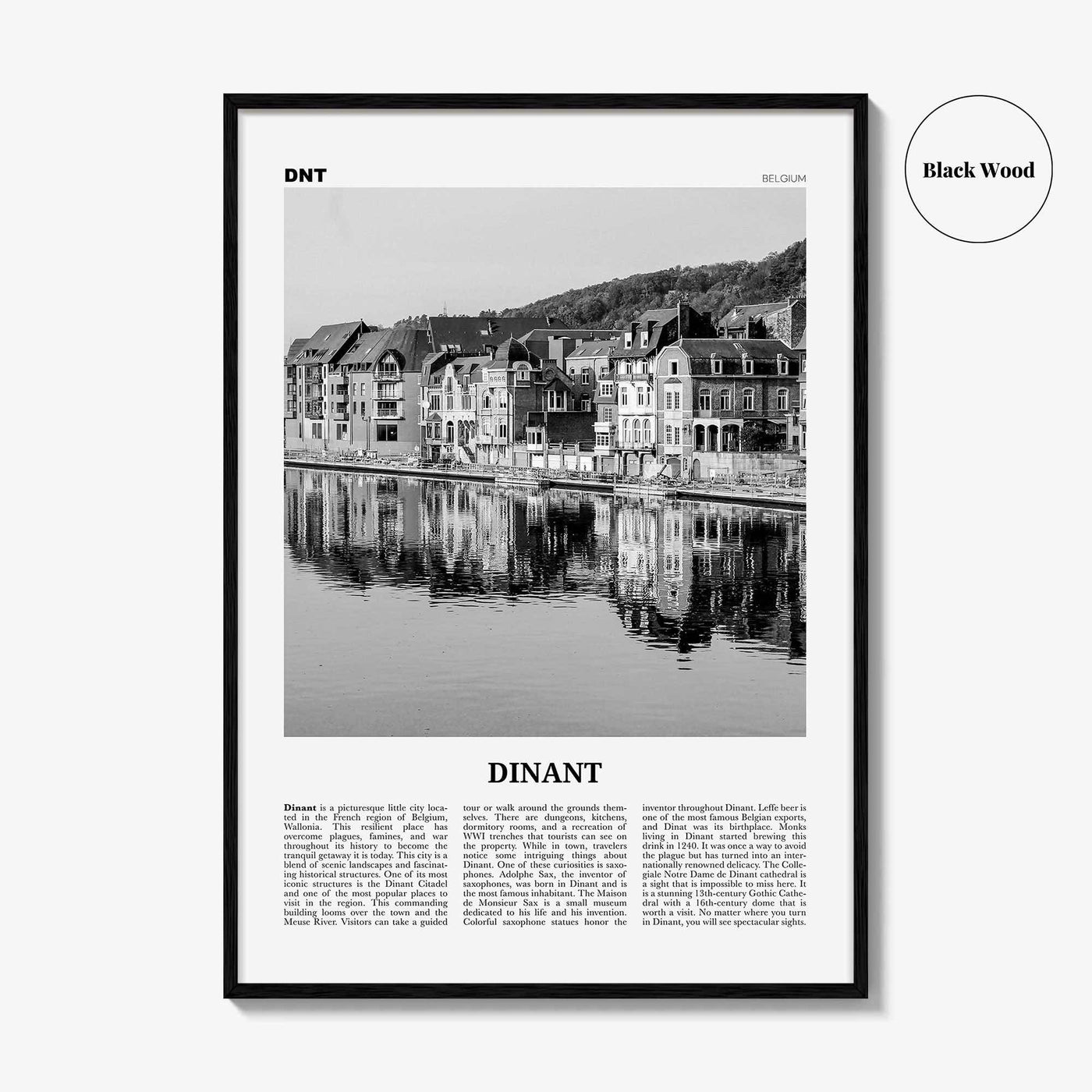 Dinant Print Black and White, Dinant Wall Art, Dinant Poster, Dinant Photo, Dinant Wall Décor, Belgium, Wallonia, Namur, Walloon