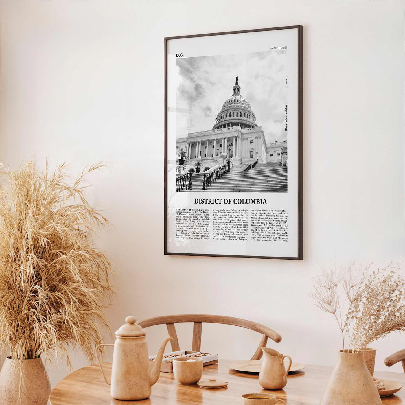 District of Columbia Print Black and White, District of Columbia  Wall Art, District of Columbia Poster,  District of Columbia Photo, DC