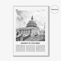 District of Columbia Print Black and White, District of Columbia  Wall Art, District of Columbia Poster,  District of Columbia Photo, DC