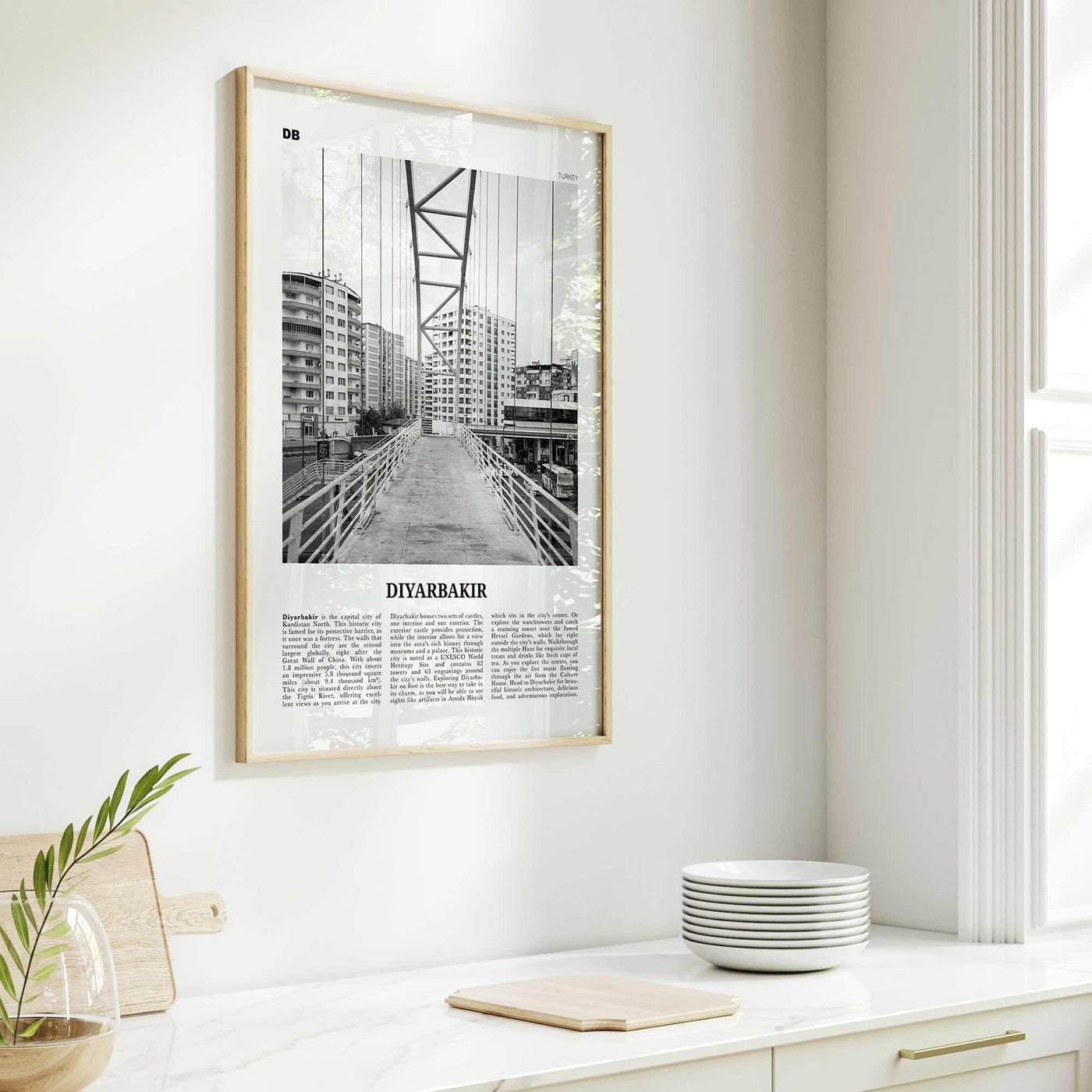 Diyarbakir Print Black and White, Diyarbakir Wall Art, Diyarbakir Poster, Diyarbakir Photo, Diyarbakir Wall Décor, Diyarbakir Map, Turkey