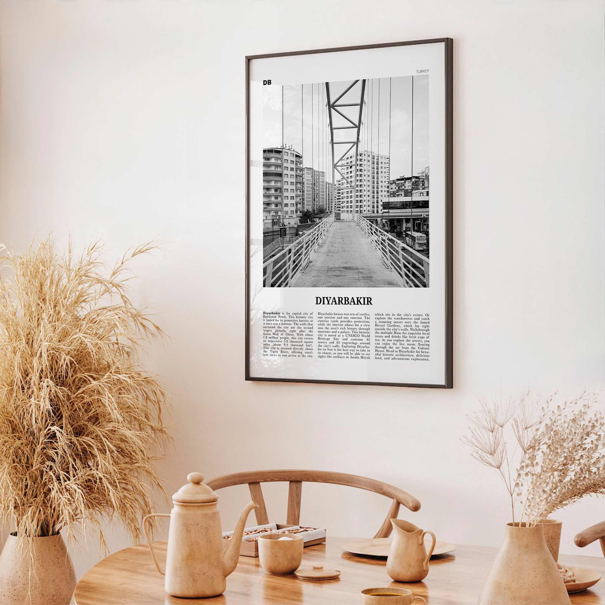 Diyarbakir Print Black and White, Diyarbakir Wall Art, Diyarbakir Poster, Diyarbakir Photo, Diyarbakir Wall Décor, Diyarbakir Map, Turkey