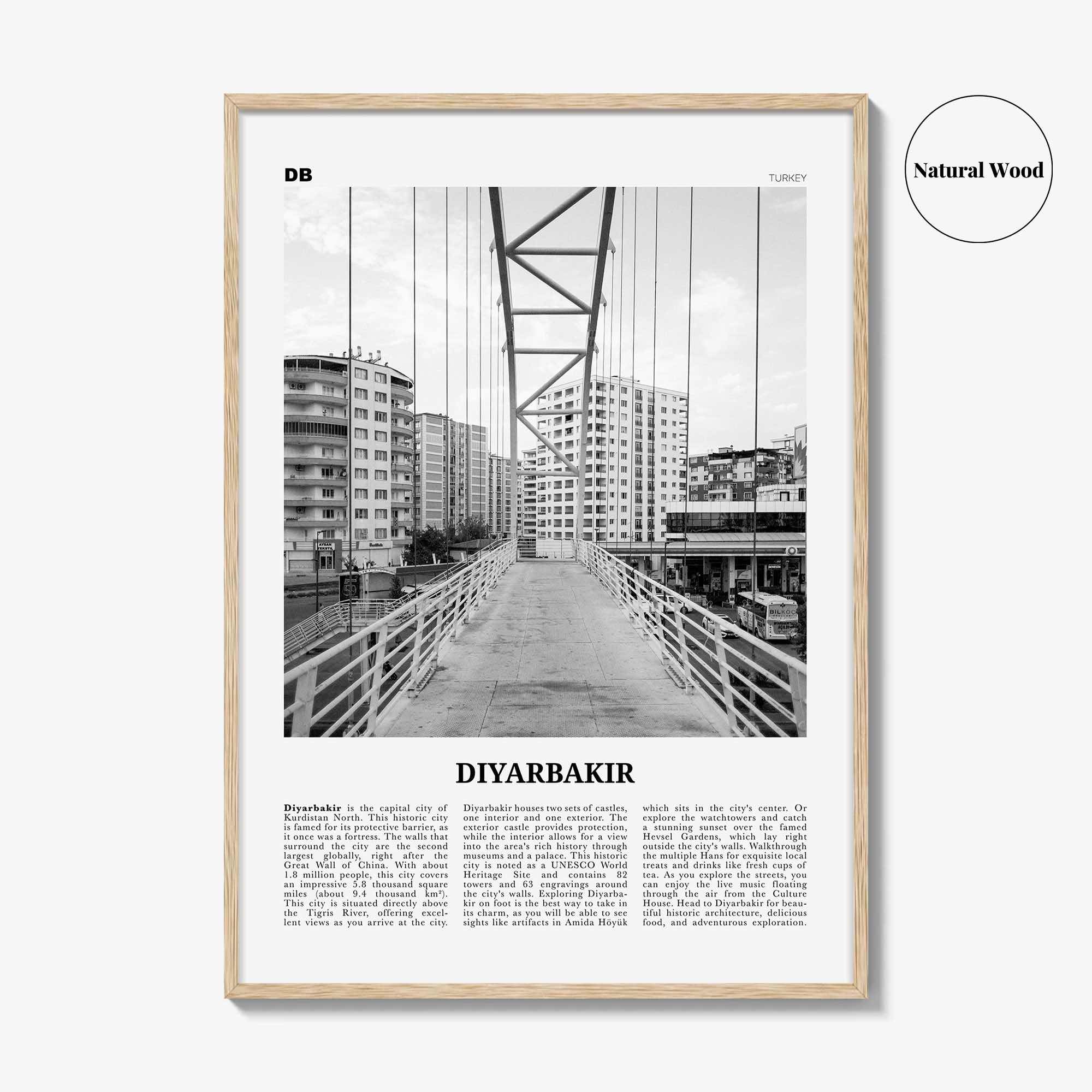 Diyarbakir Print Black and White, Diyarbakir Wall Art, Diyarbakir Poster, Diyarbakir Photo, Diyarbakir Wall Décor, Diyarbakir Map, Turkey