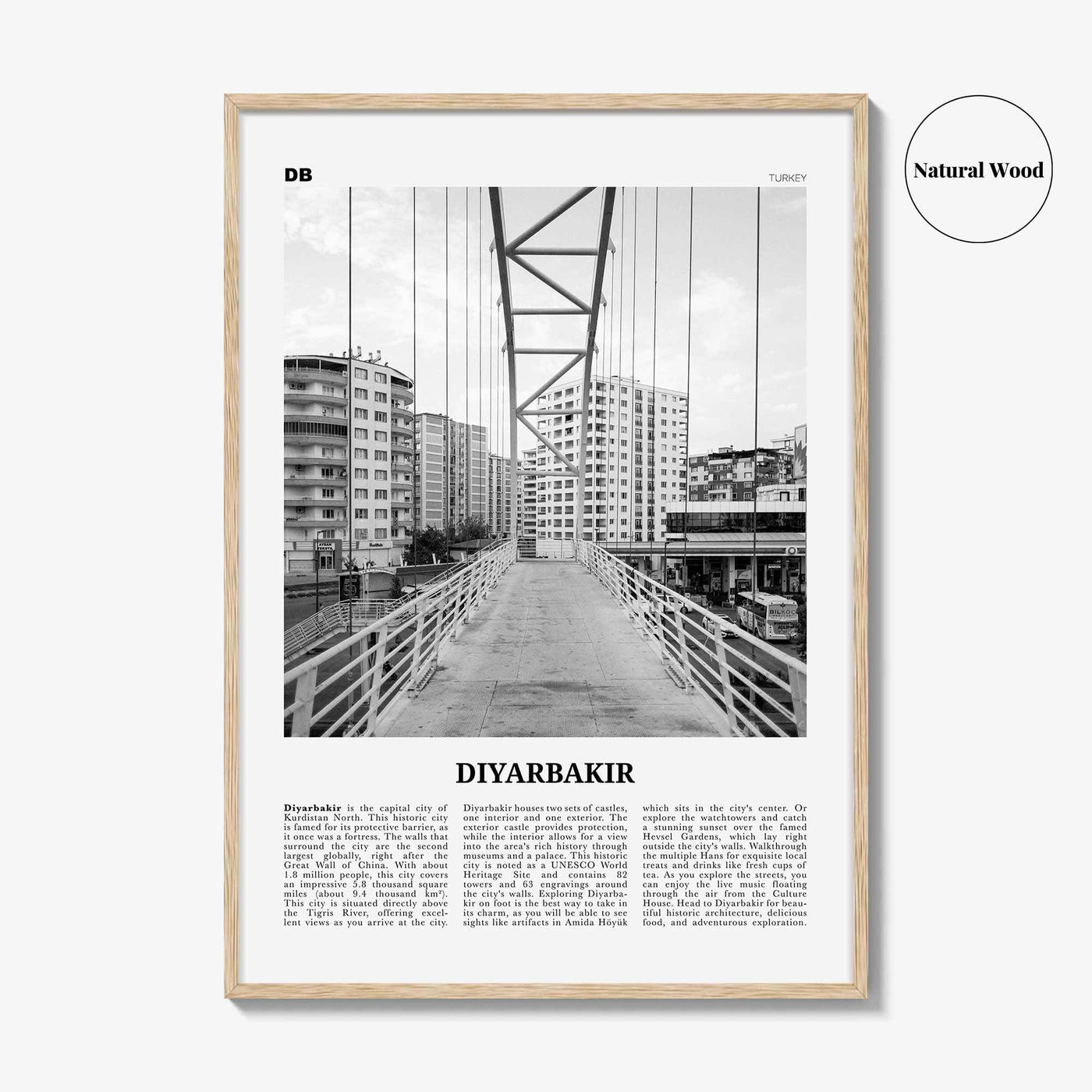 Diyarbakir Print Black and White, Diyarbakir Wall Art, Diyarbakir Poster, Diyarbakir Photo, Diyarbakir Wall Décor, Diyarbakir Map, Turkey