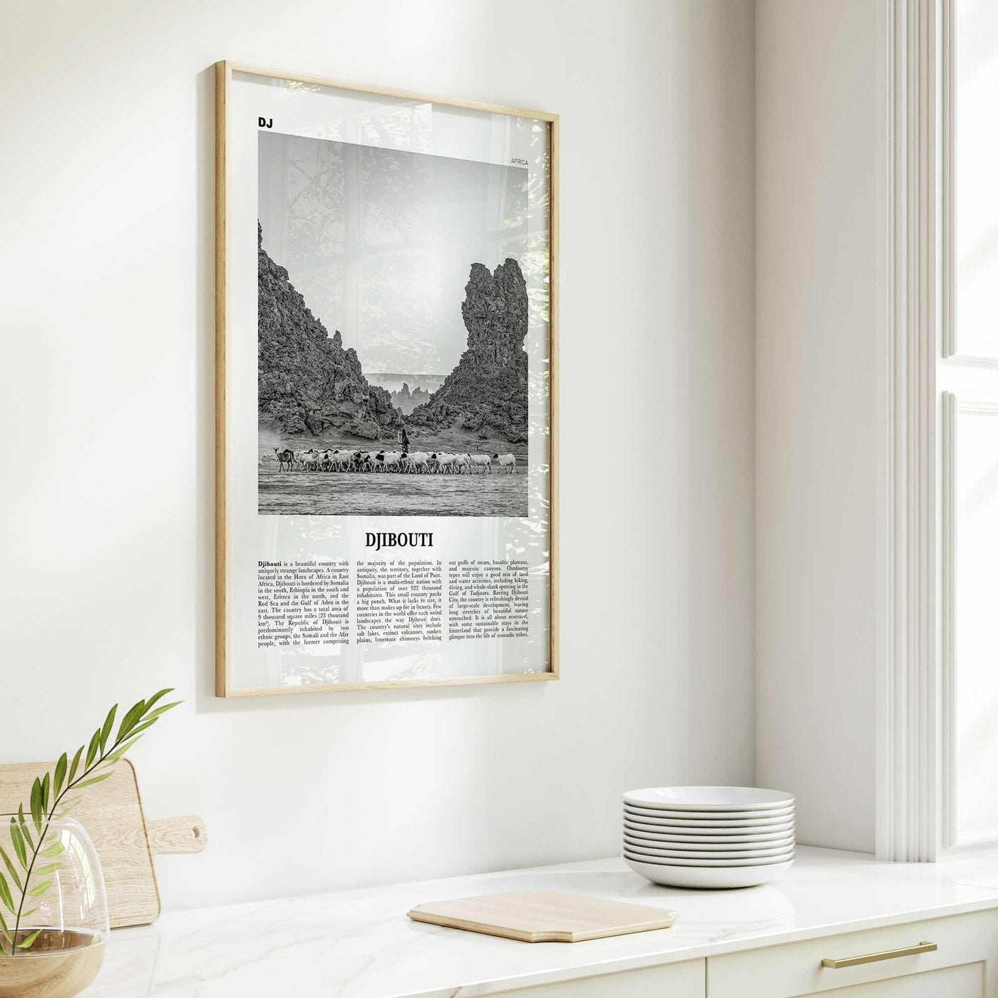 Djibouti Print Black and White, Djibouti Wall Art, Djibouti Poster, Djibouti Photo, Djibouti Wall Decor, Country Art Print, Africa Poster
