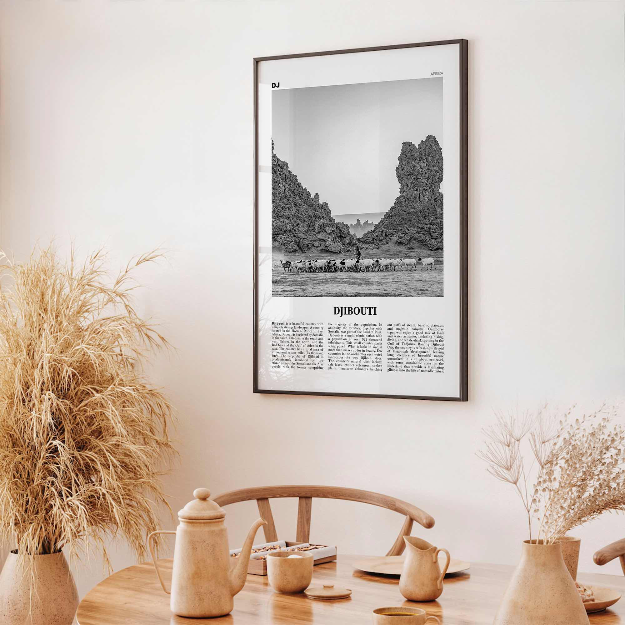 Djibouti Print Black and White, Djibouti Wall Art, Djibouti Poster, Djibouti Photo, Djibouti Wall Decor, Country Art Print, Africa Poster
