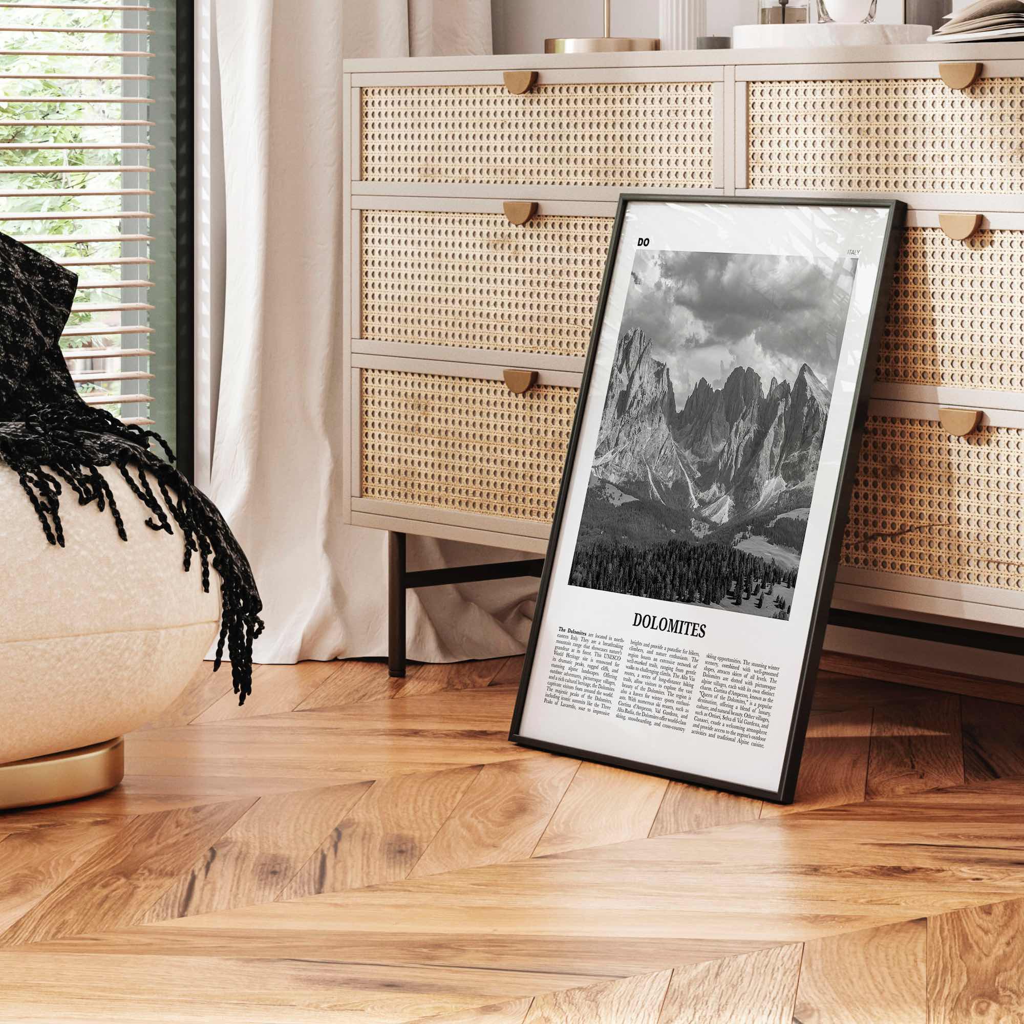 Dolomites Print Black and White, Dolomites Wall Art, Dolomites Poster, Dolomites Photo, Dolomites Wall Décor, Dolomites Map, Italy