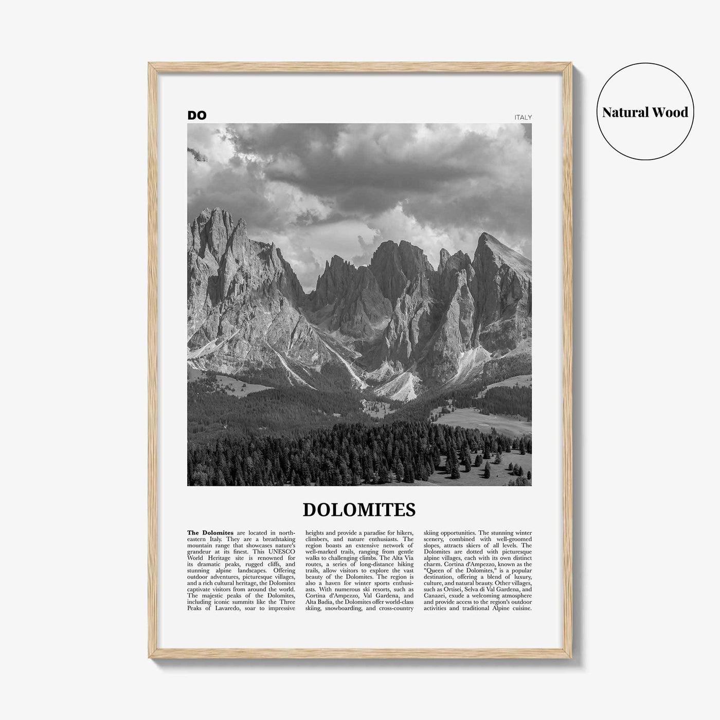 Dolomites Print Black and White, Dolomites Wall Art, Dolomites Poster, Dolomites Photo, Dolomites Wall Décor, Dolomites Map, Italy