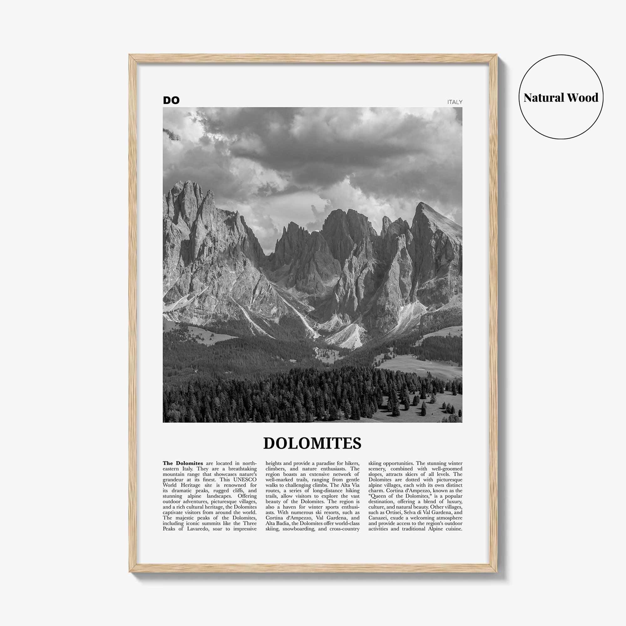 Dolomites Print Black and White, Dolomites Wall Art, Dolomites Poster, Dolomites Photo, Dolomites Wall Décor, Dolomites Map, Italy
