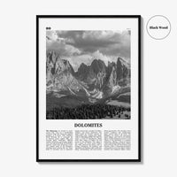 Dolomites Print Black and White, Dolomites Wall Art, Dolomites Poster, Dolomites Photo, Dolomites Wall Décor, Dolomites Map, Italy