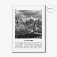 Dolomites Print Black and White, Dolomites Wall Art, Dolomites Poster, Dolomites Photo, Dolomites Wall Décor, Dolomites Map, Italy