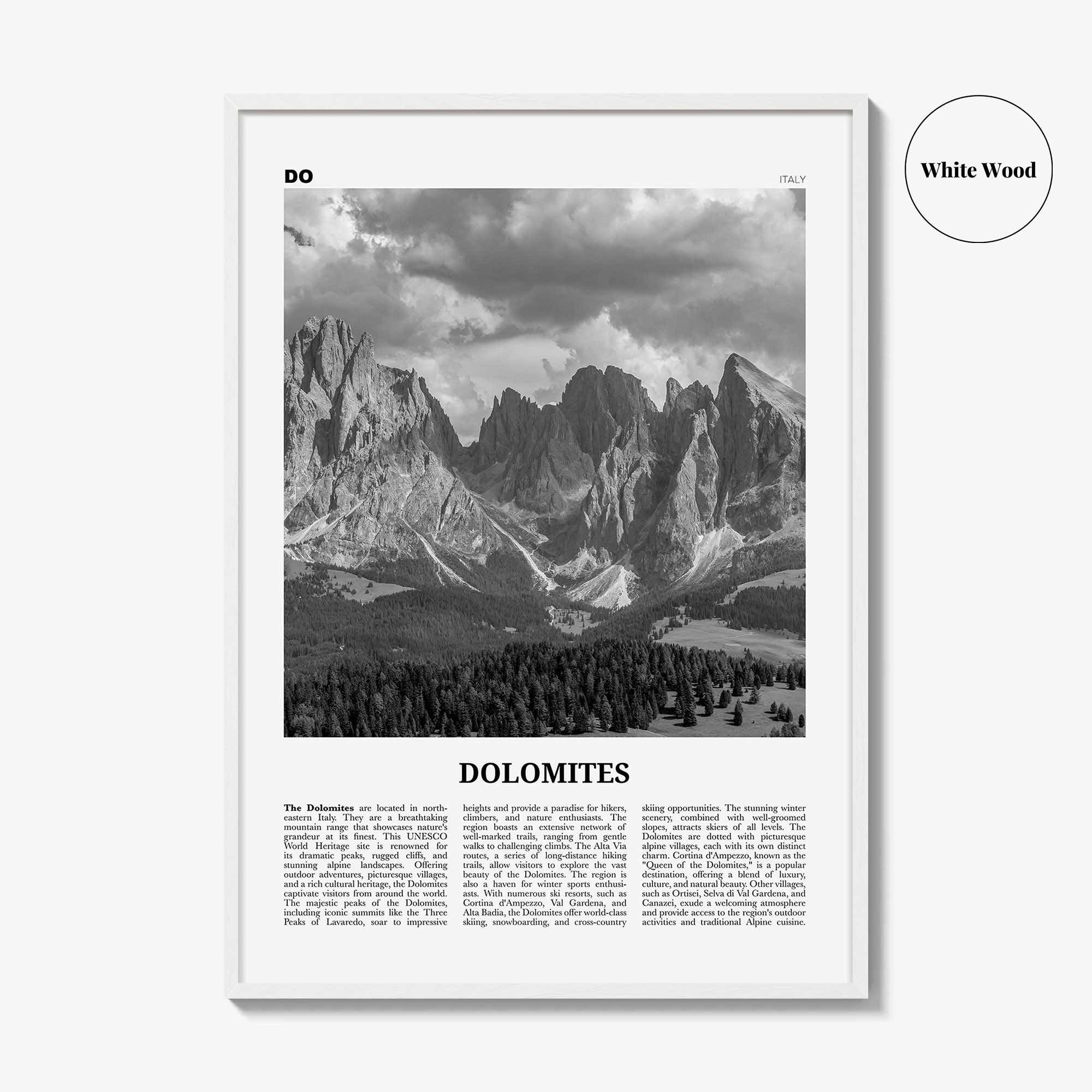 Dolomites Print Black and White, Dolomites Wall Art, Dolomites Poster, Dolomites Photo, Dolomites Wall Décor, Dolomites Map, Italy