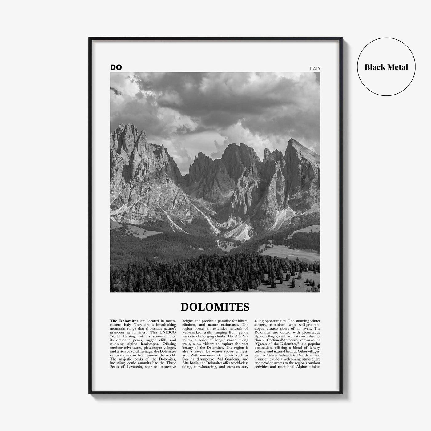 Dolomites Print Black and White, Dolomites Wall Art, Dolomites Poster, Dolomites Photo, Dolomites Wall Décor, Dolomites Map, Italy