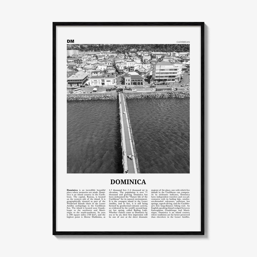 Dominica Print Black and White, Dominica Wall Art, Dominica Poster, Dominica Photo, Dominica Wall Decor, Country Print, Roseau, Caribbean