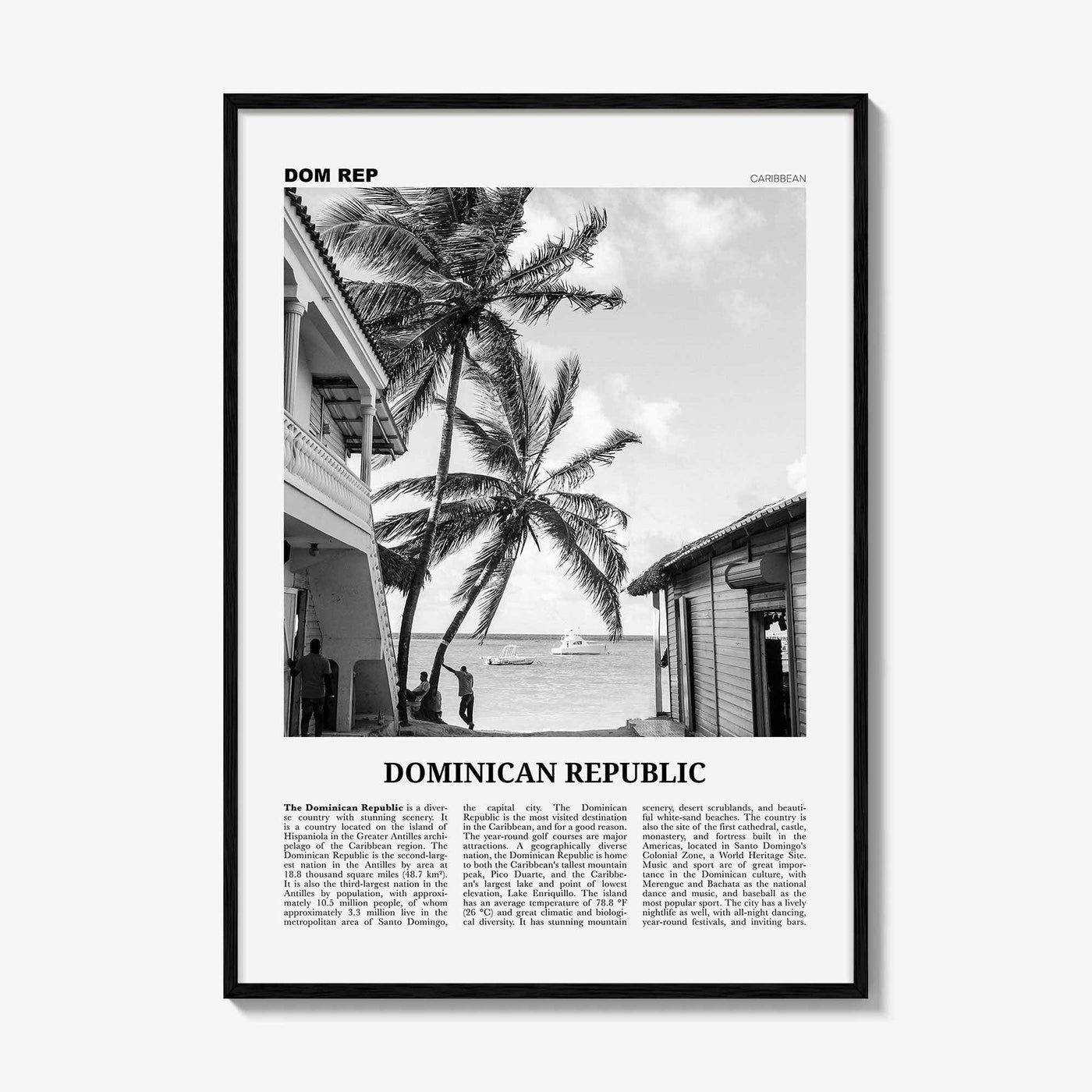 Dominican Republic Print Black and White No 1, Dominican Wall Art, Dominican Poster, Dominicana, Dominica, Santo Domingo, Caribbean