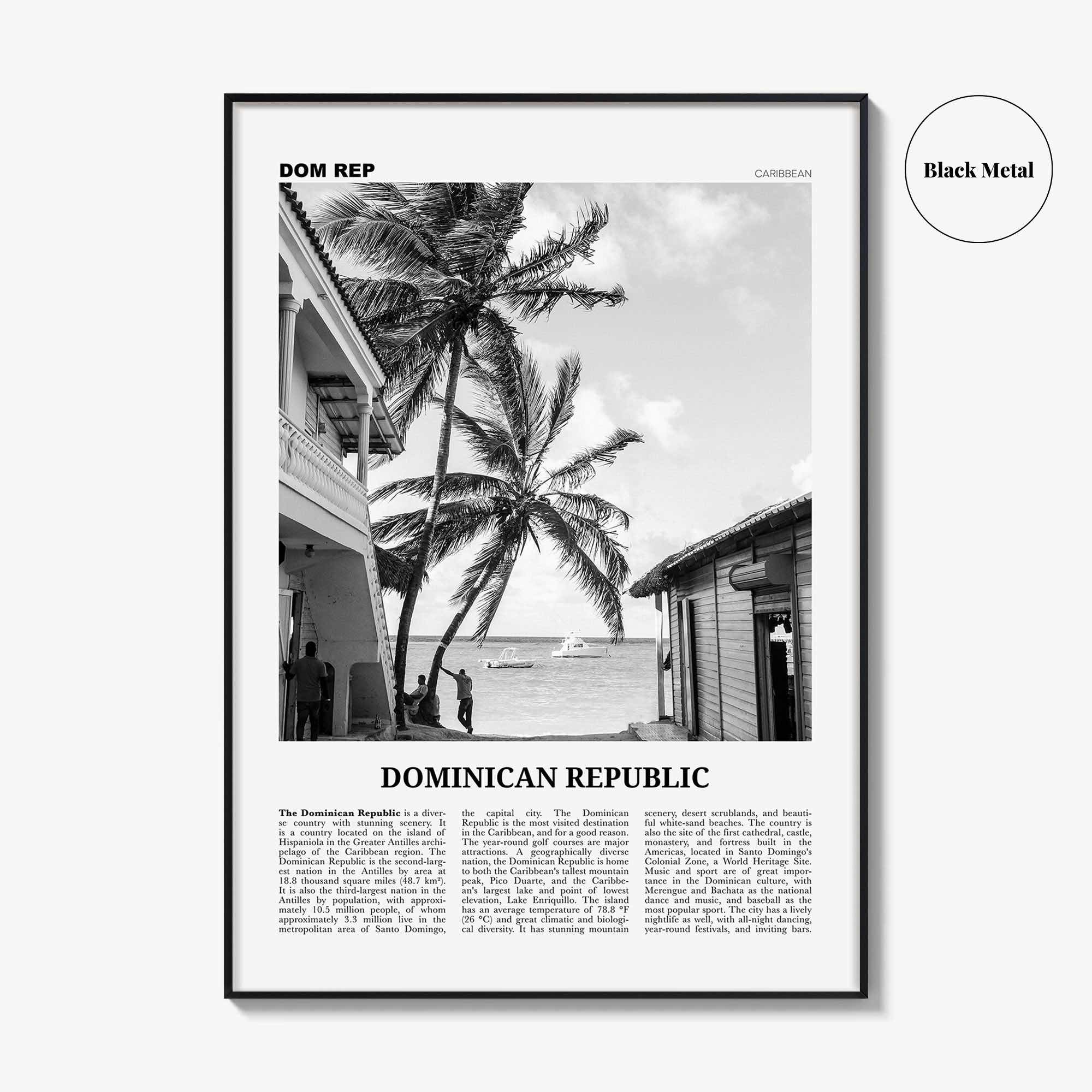 Dominican Republic Print Black and White No 1, Dominican Wall Art, Dominican Poster, Dominicana, Dominica, Santo Domingo, Caribbean