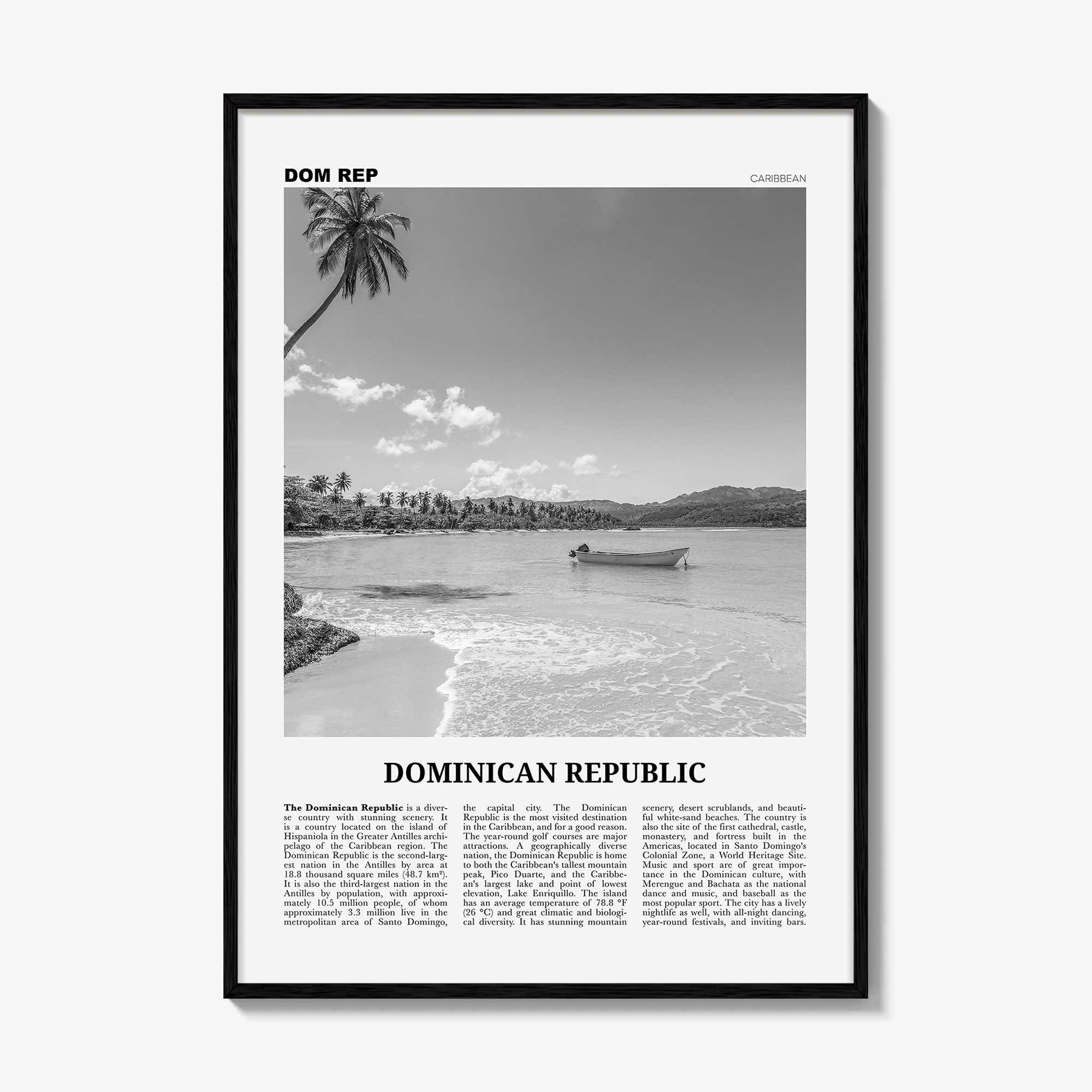 Dominican Republic Print Black and White No 2, Dominican Wall Art, Dominican Poster, Dominicana, Dominica, Santo Domingo, Caribbean