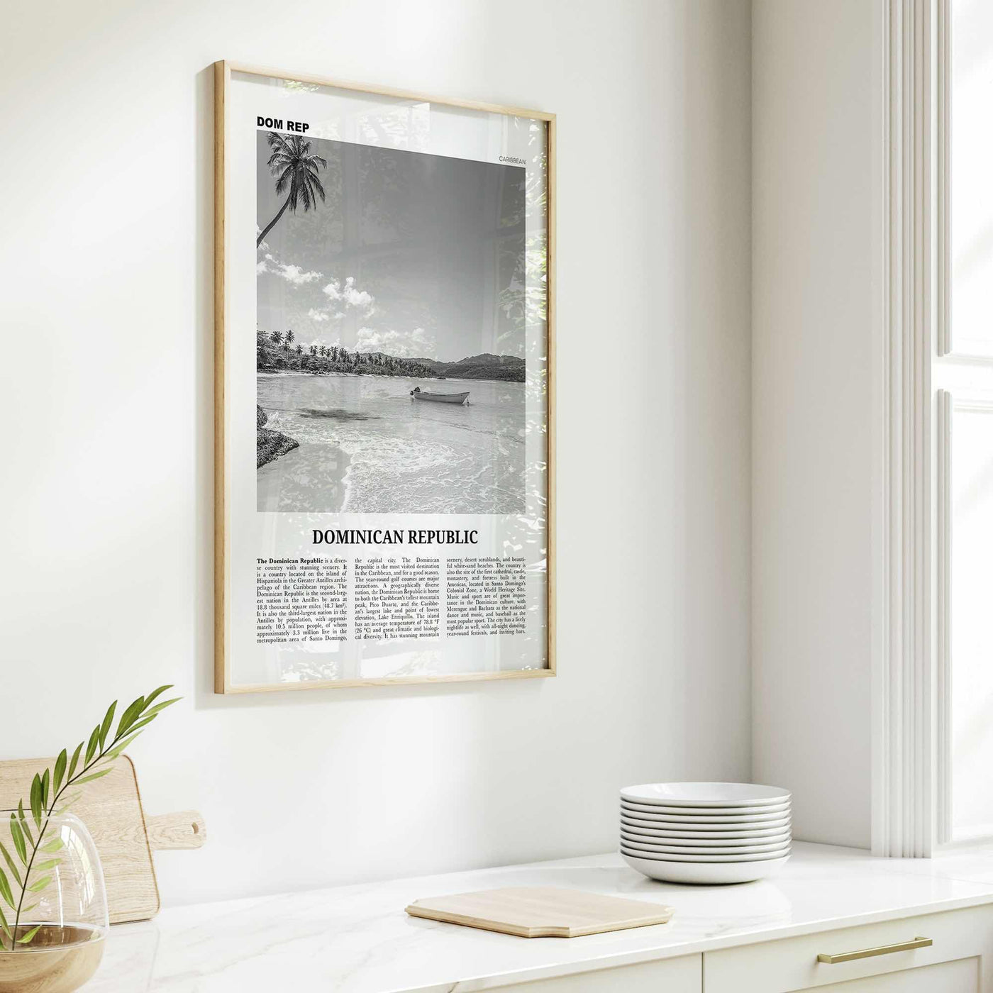 Dominican Republic Print Black and White No 2, Dominican Wall Art, Dominican Poster, Dominicana, Dominica, Santo Domingo, Caribbean