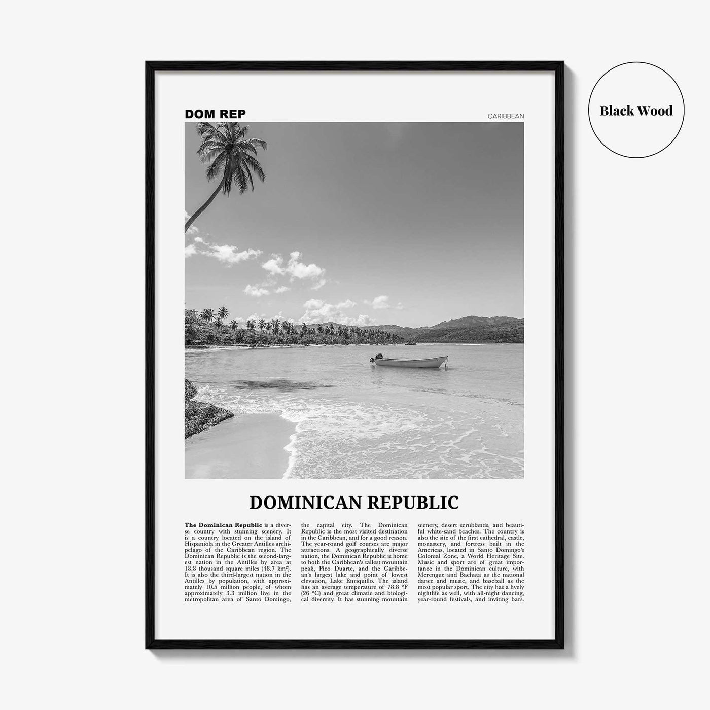 Dominican Republic Print Black and White No 2, Dominican Wall Art, Dominican Poster, Dominicana, Dominica, Santo Domingo, Caribbean