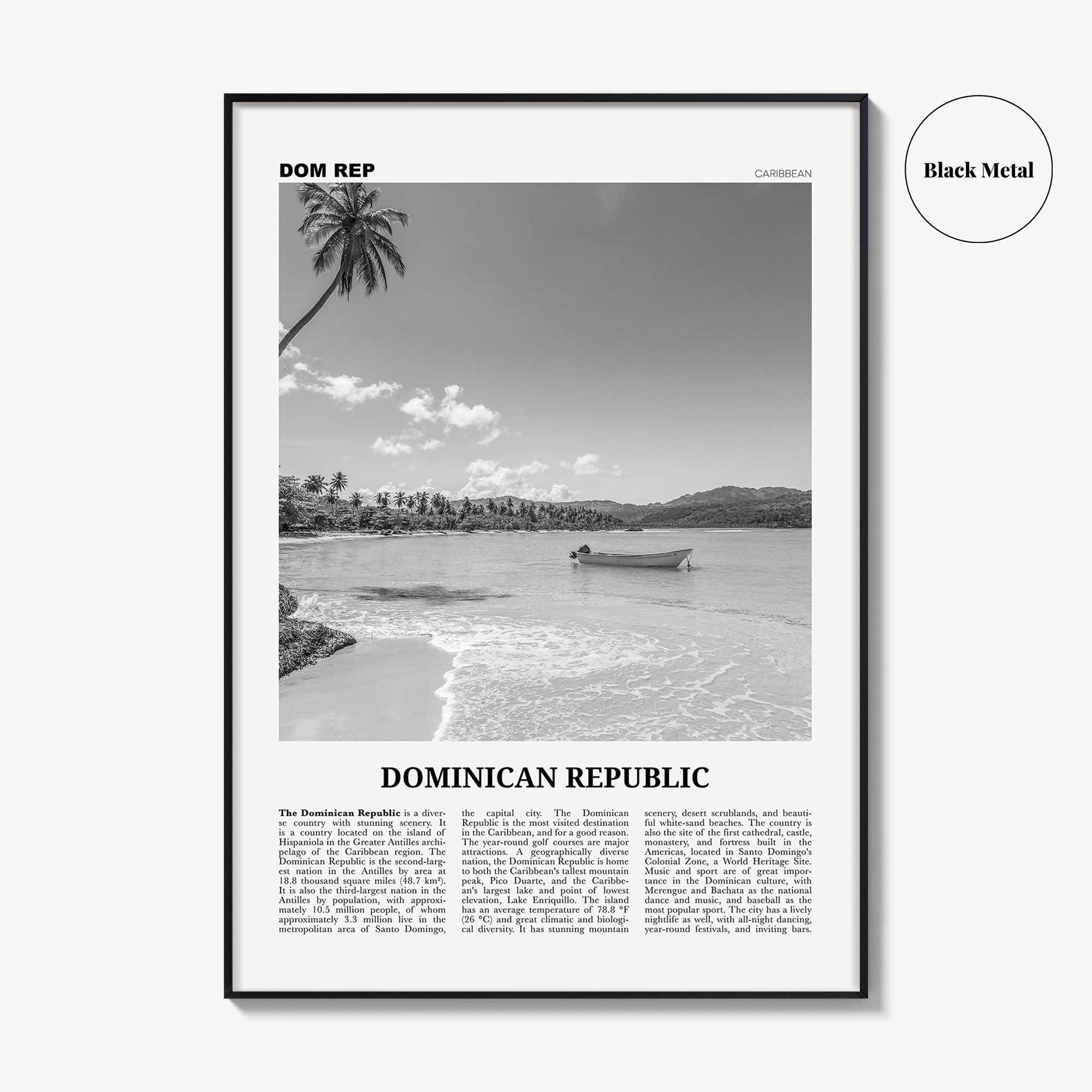 Dominican Republic Print Black and White No 2, Dominican Wall Art, Dominican Poster, Dominicana, Dominica, Santo Domingo, Caribbean