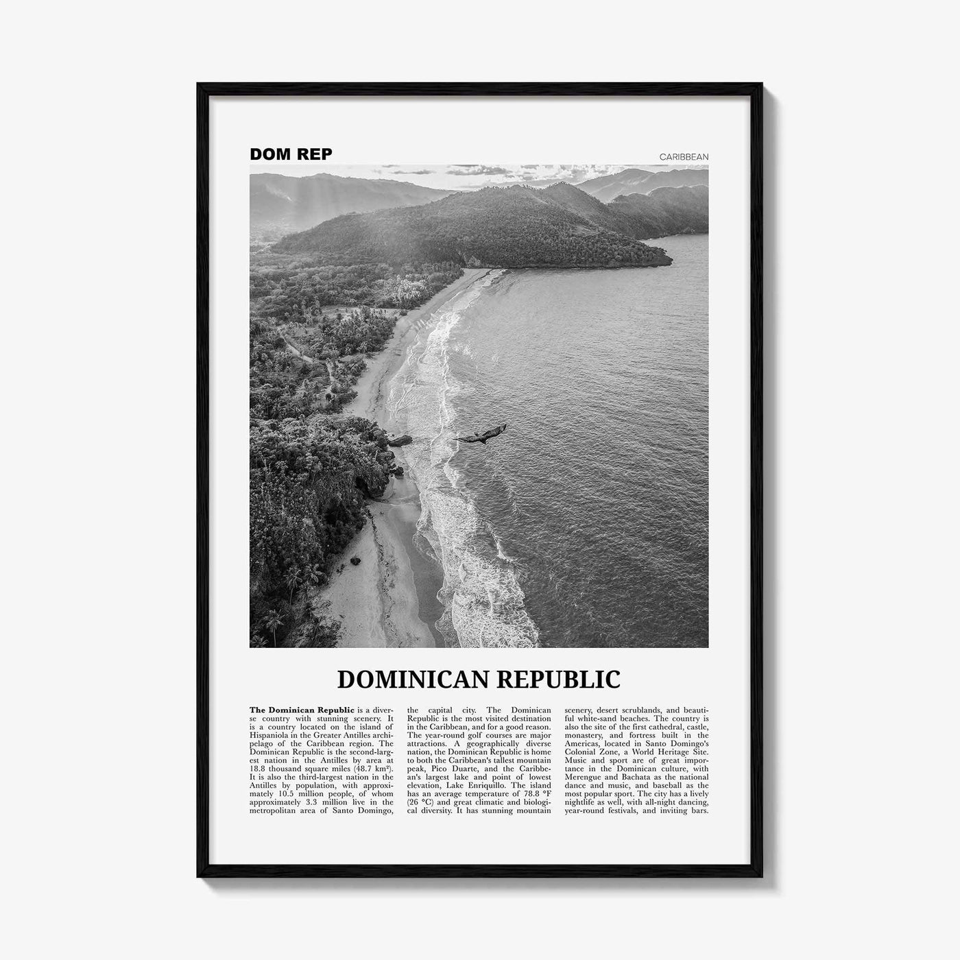 Dominican Republic Print Black and White No 3, Dominican Wall Art, Dominican Poster, Dominicana, Dominica, Santo Domingo, Caribbean