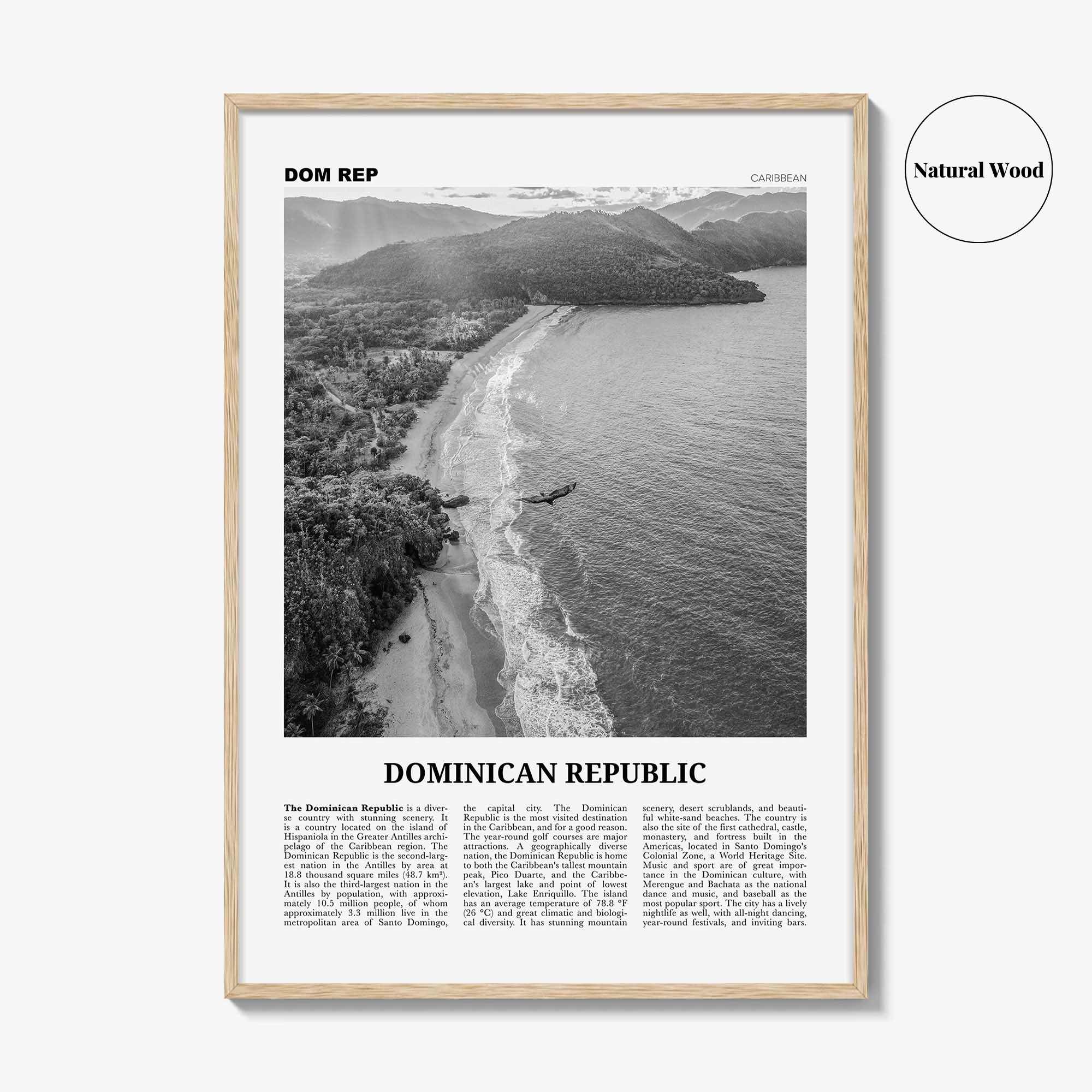 Dominican Republic Print Black and White No 3, Dominican Wall Art, Dominican Poster, Dominicana, Dominica, Santo Domingo, Caribbean