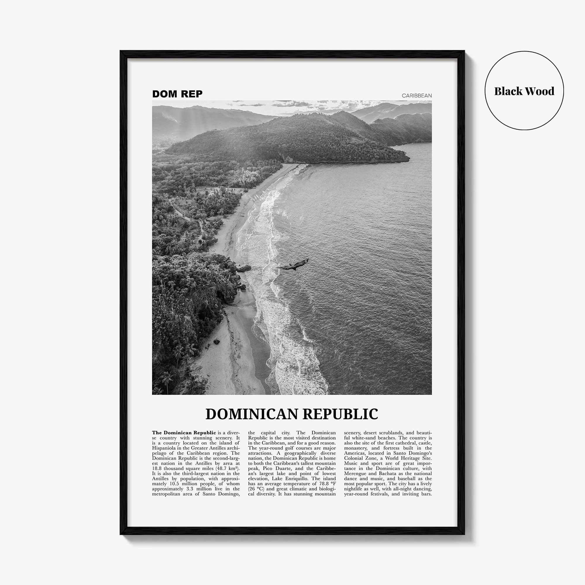 Dominican Republic Print Black and White No 3, Dominican Wall Art, Dominican Poster, Dominicana, Dominica, Santo Domingo, Caribbean