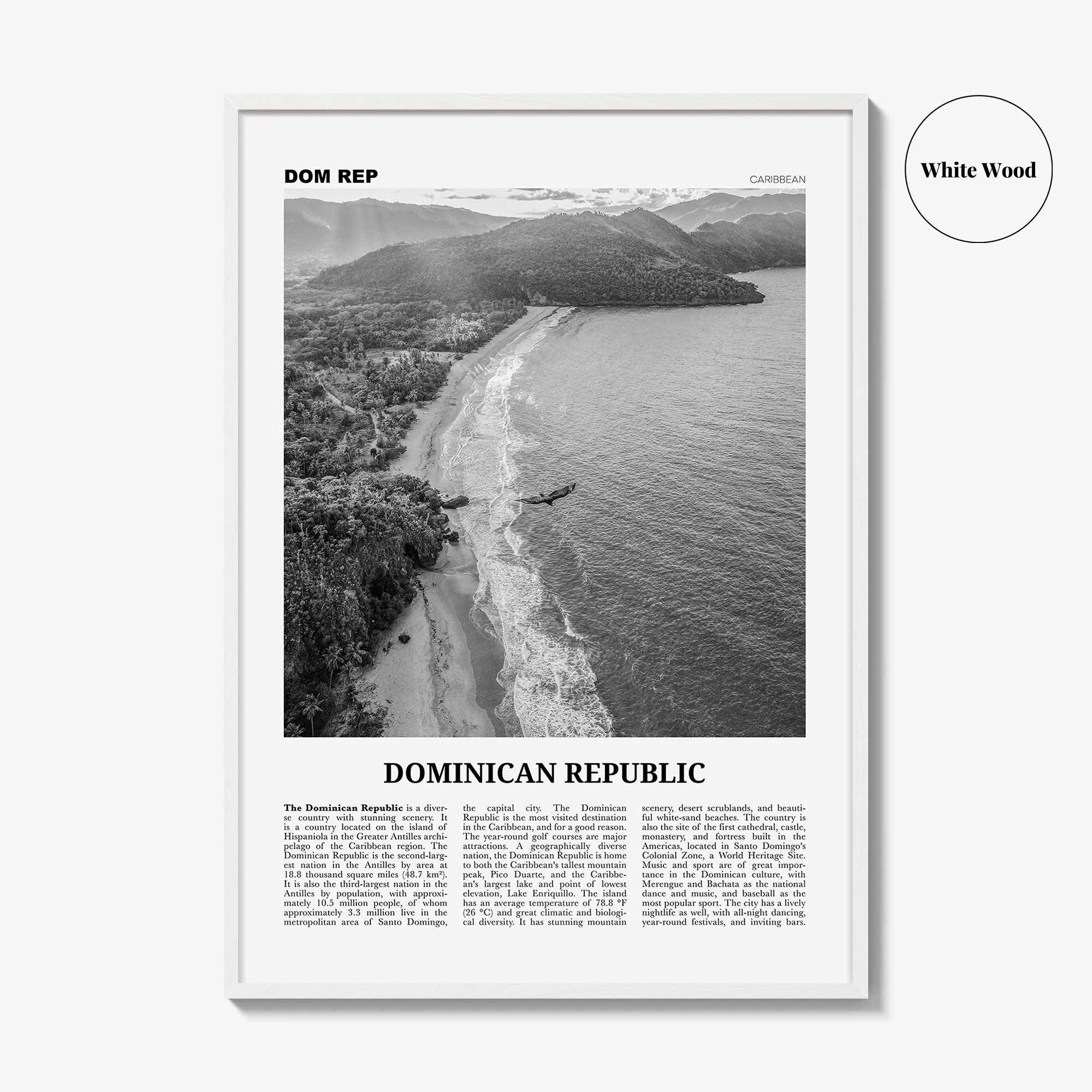 Dominican Republic Print Black and White No 3, Dominican Wall Art, Dominican Poster, Dominicana, Dominica, Santo Domingo, Caribbean