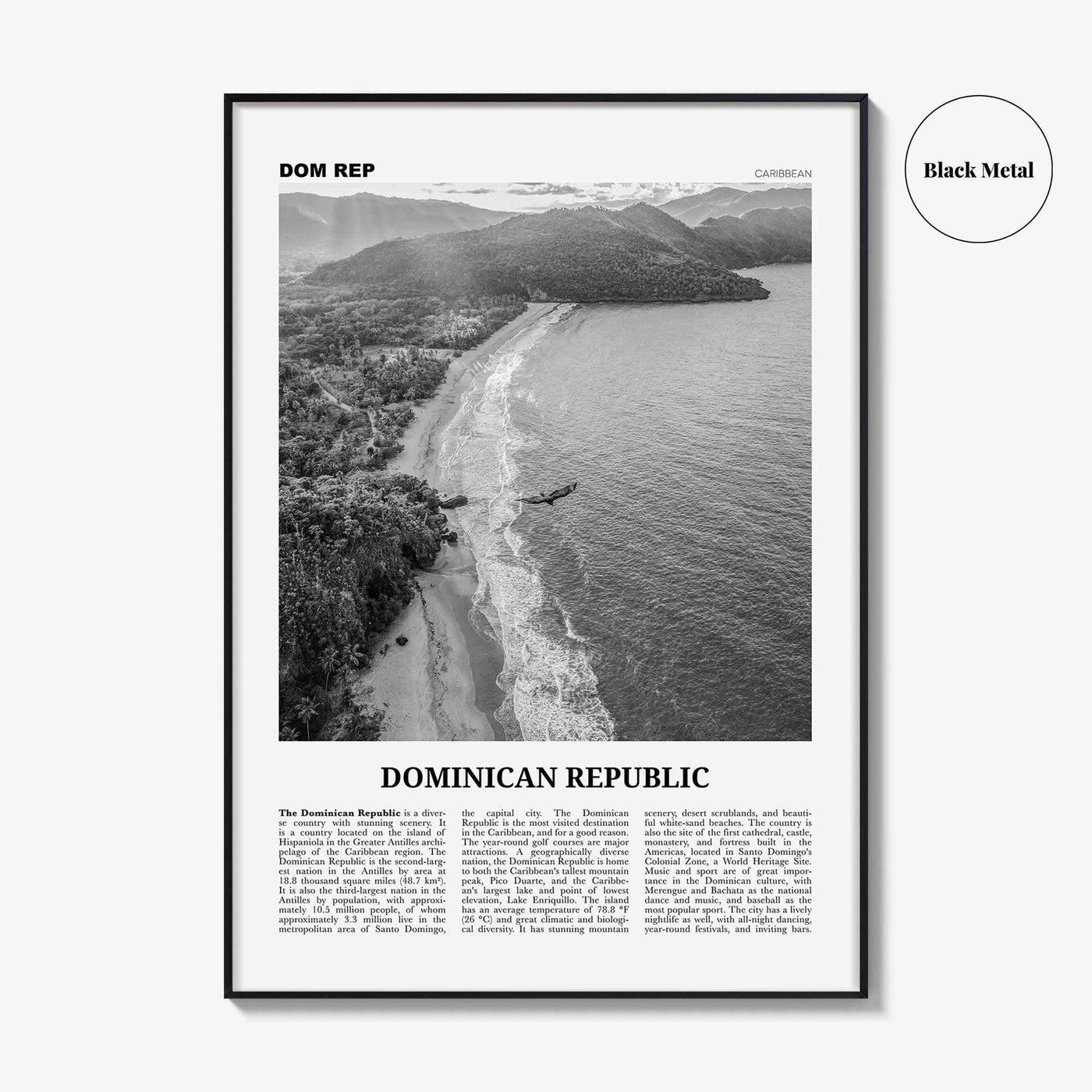 Dominican Republic Print Black and White No 3, Dominican Wall Art, Dominican Poster, Dominicana, Dominica, Santo Domingo, Caribbean