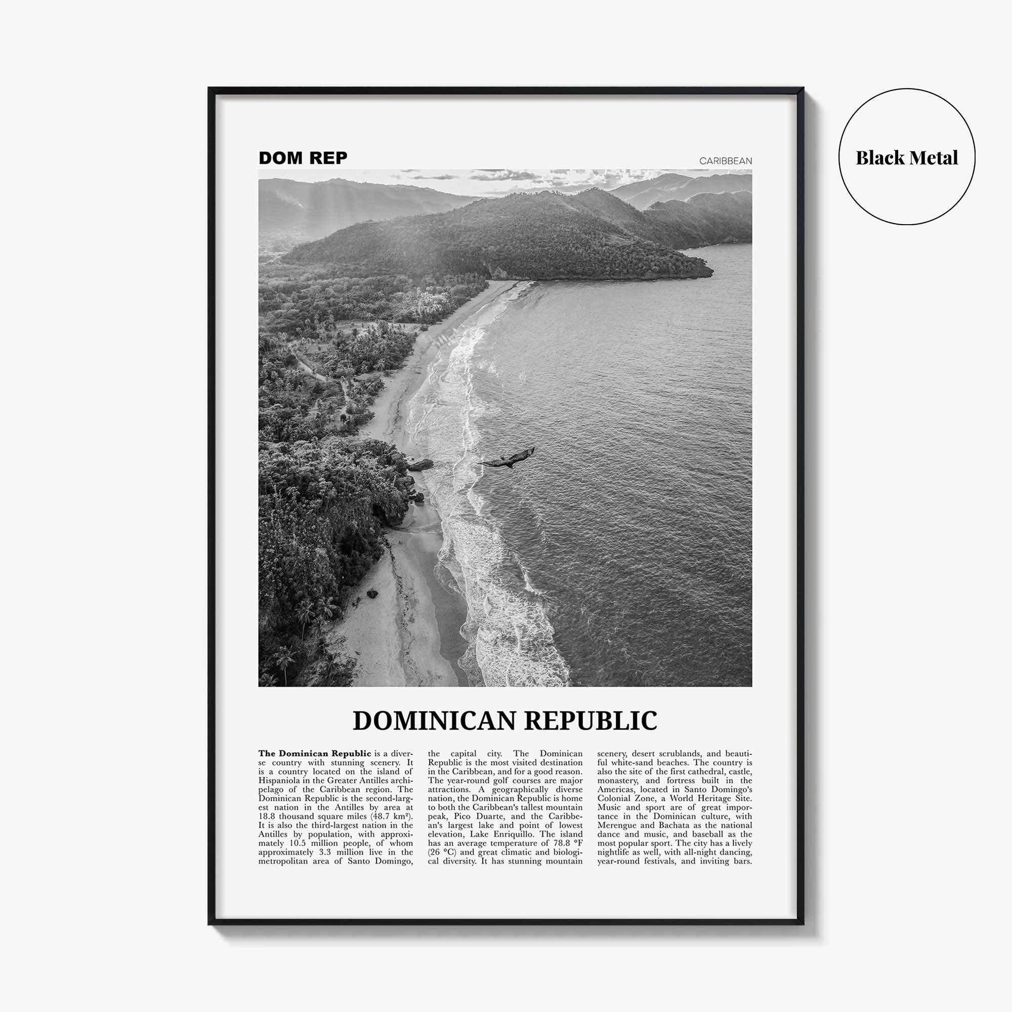 Dominican Republic Print Black and White No 3, Dominican Wall Art, Dominican Poster, Dominicana, Dominica, Santo Domingo, Caribbean