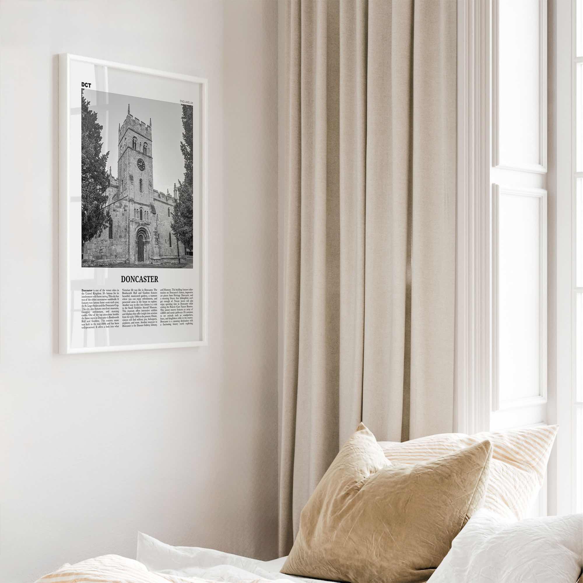 Doncaster Print Black and White, Doncaster Wall Art, Doncaster Poster, Doncaster Photo, Doncaster Wall Décor, Doncaster Map, England