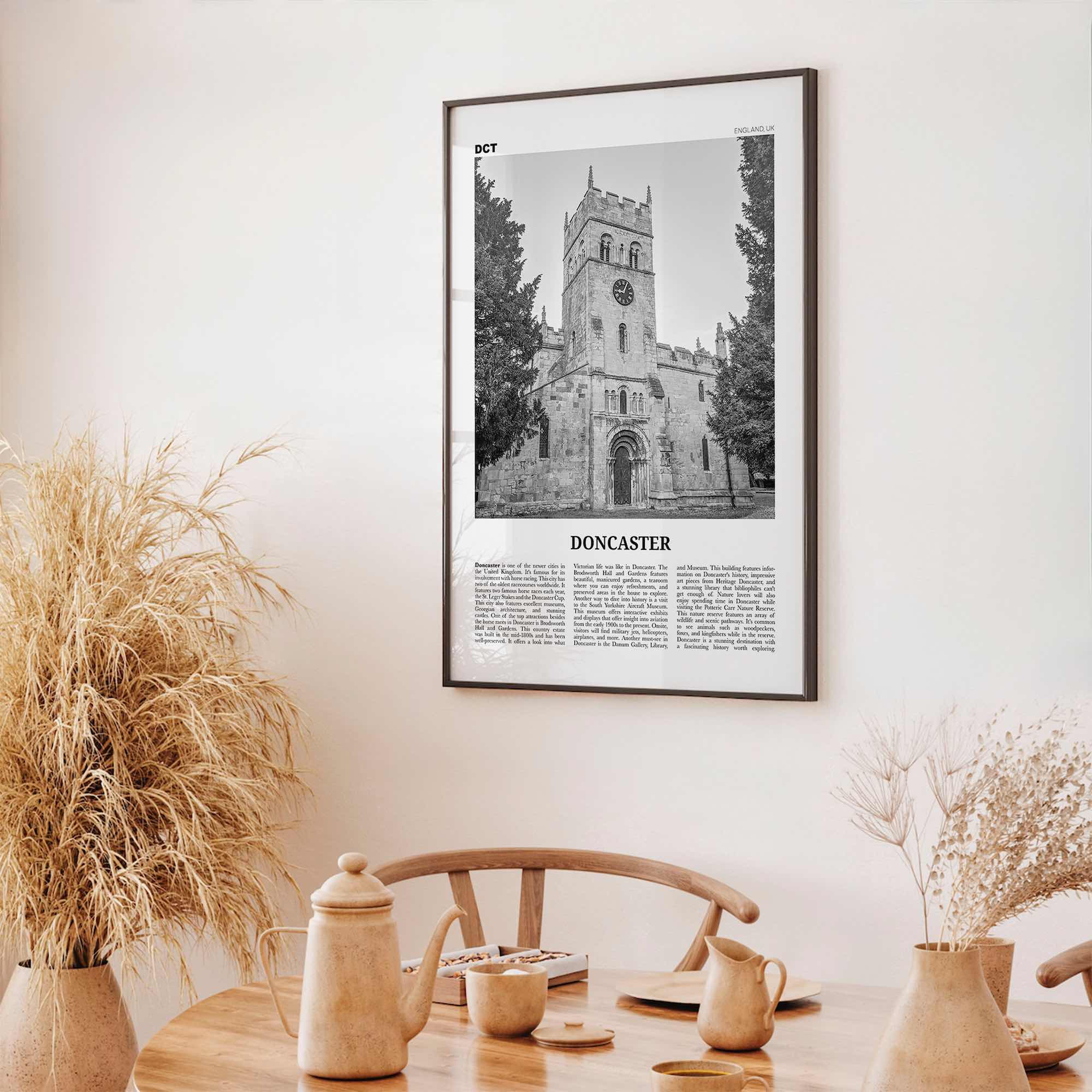 Doncaster Print Black and White, Doncaster Wall Art, Doncaster Poster, Doncaster Photo, Doncaster Wall Décor, Doncaster Map, England