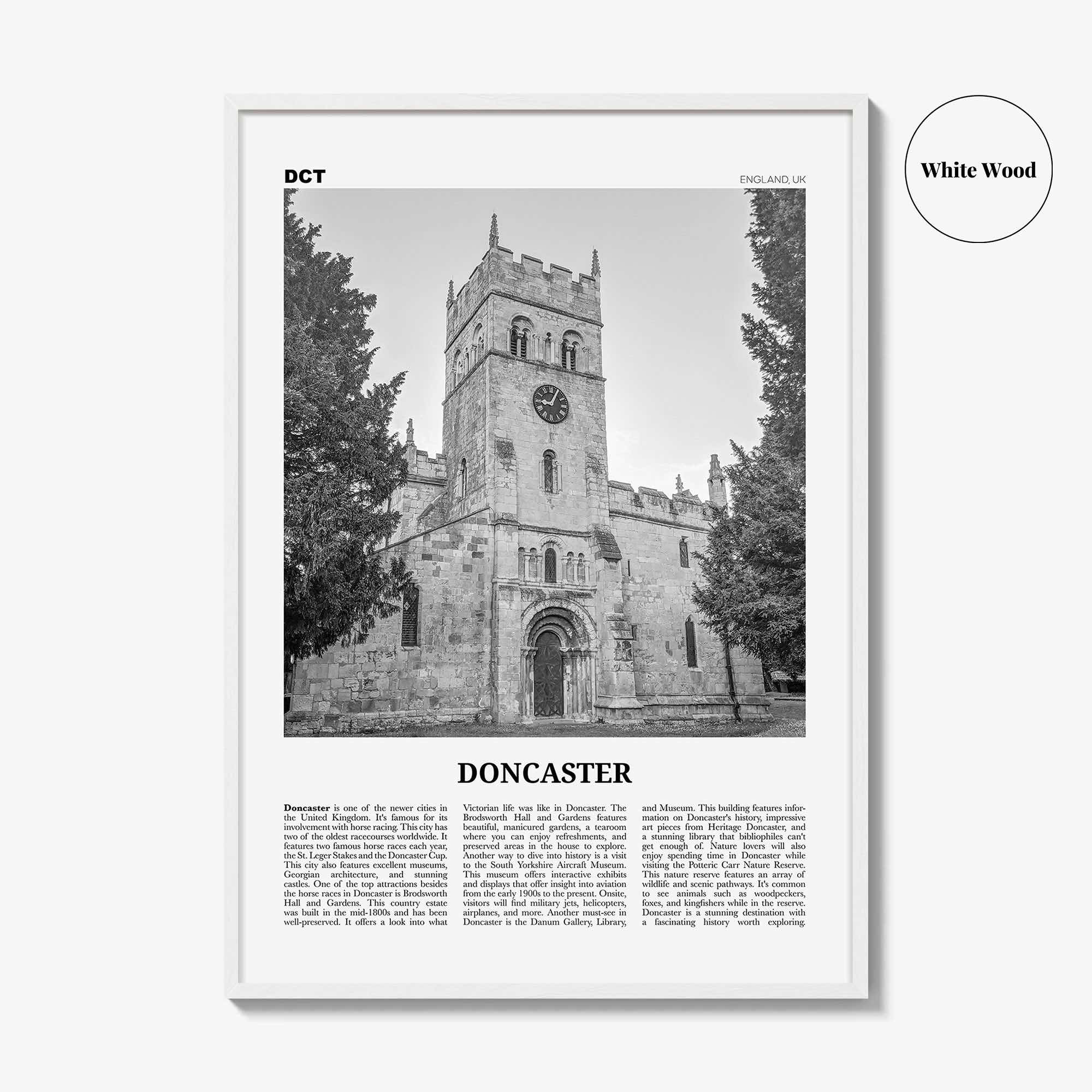 Doncaster Print Black and White, Doncaster Wall Art, Doncaster Poster, Doncaster Photo, Doncaster Wall Décor, Doncaster Map, England
